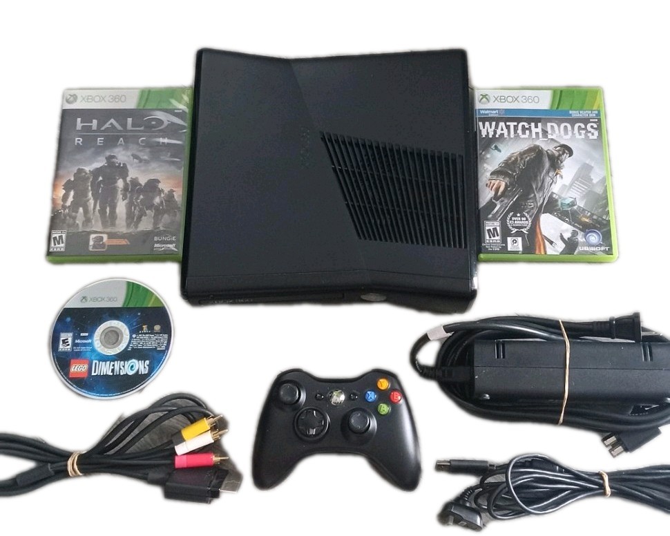 Microsoft Xbox 360 S Console Model 1439 Bundle W/OEM Controller & Games Tested