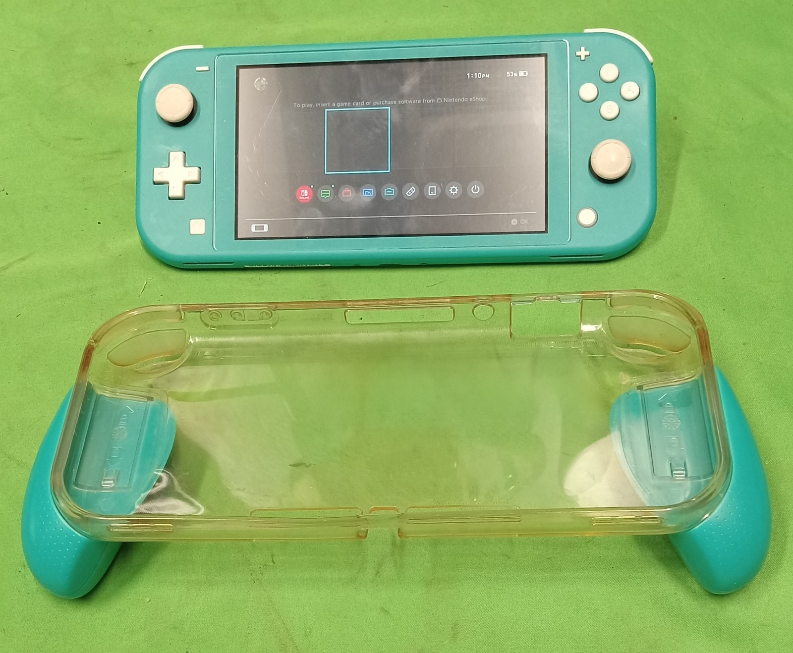 Nintendo Switch Lite HDH-001 Turquoise Handheld Used + Skull & Co Grip Case