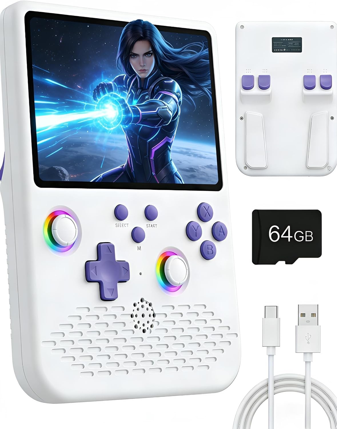 Handheld Game Console 5 inch IPS 4000mAh 64GB 20,000+ Games 34+ Emulators White