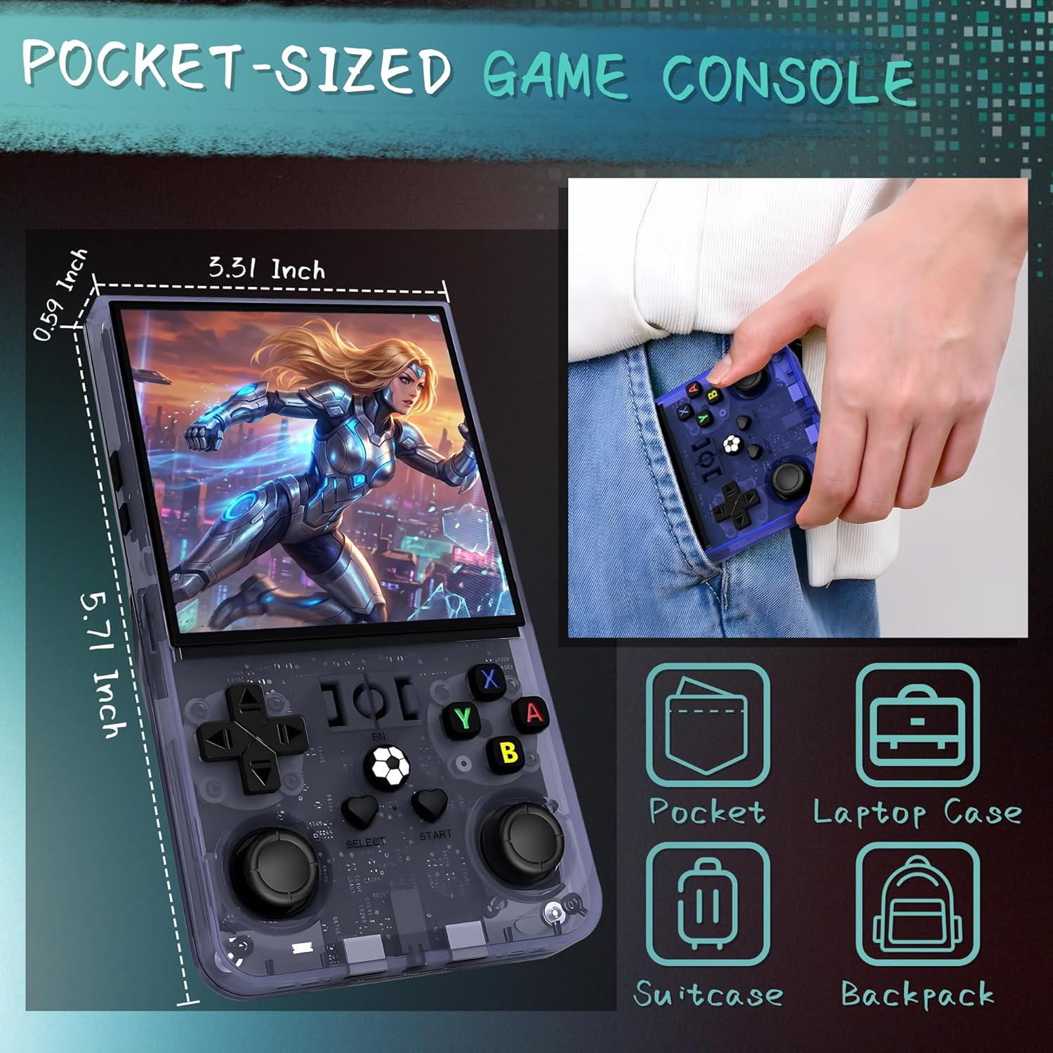 R36MAX Handheld Game Console, 40000+ Games Retro Gaming Console, 256GB TF Card M