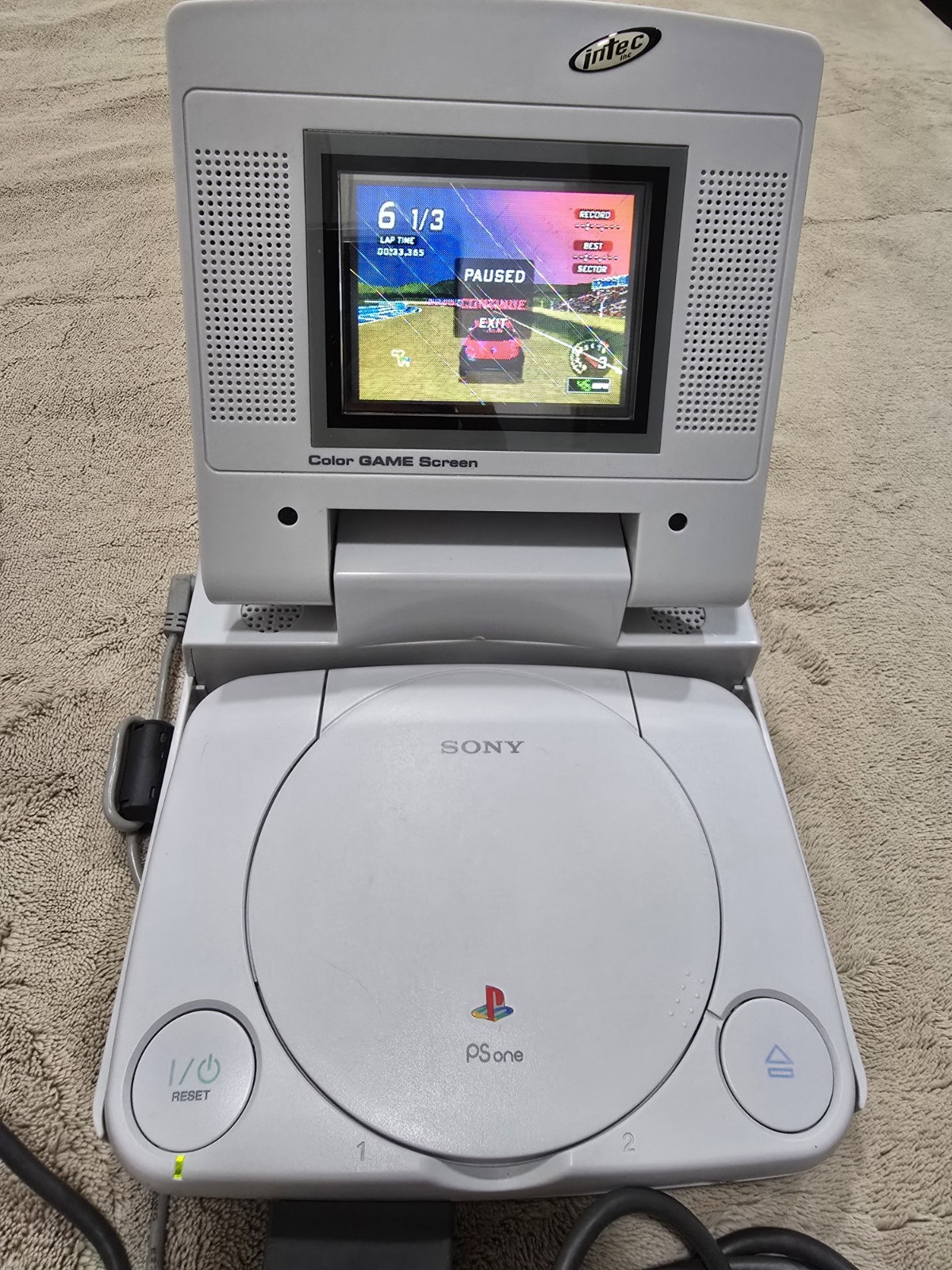 Sony Playstation 1 Console with LCD Screen Attachment PS1 and Game, works AS-IS