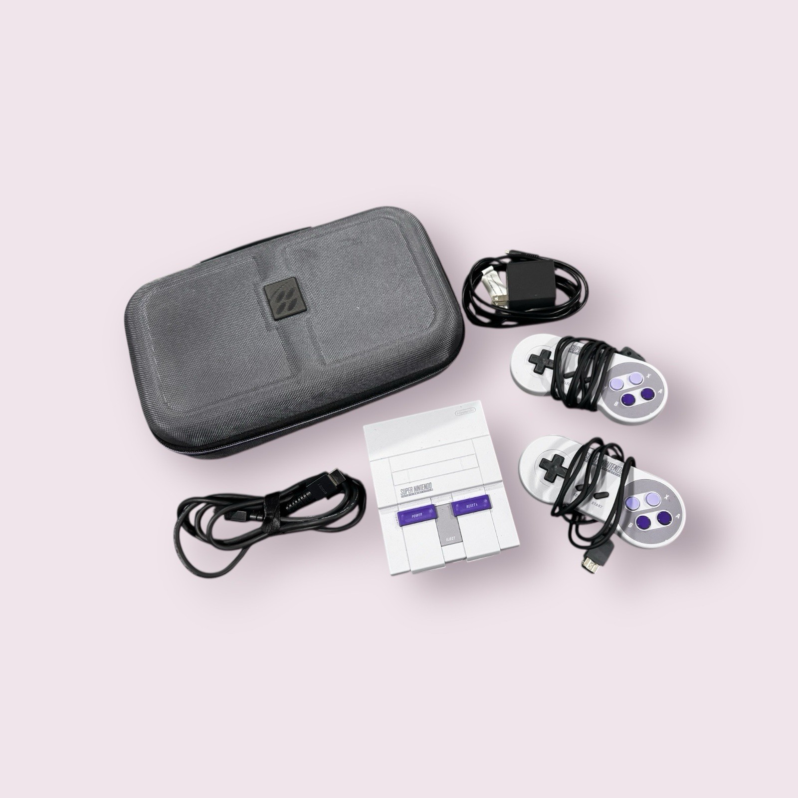Nintendo Super NES Classic Mini Video Game Console w/ Travel Case & 21 Games