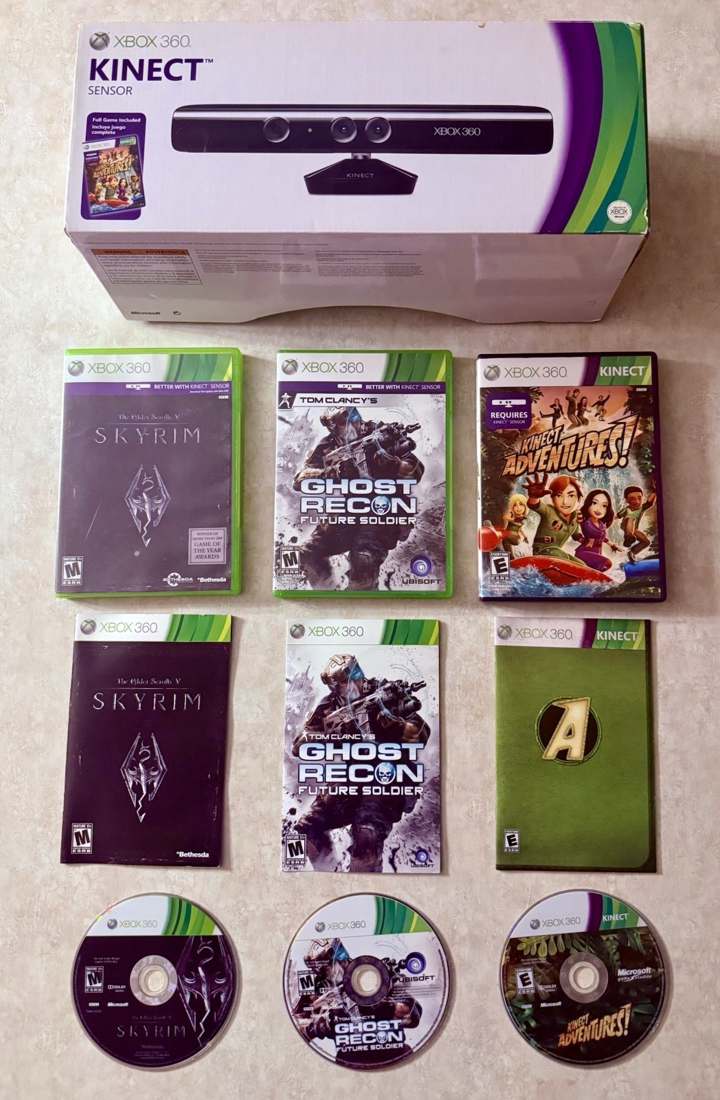 Xbox 360 Kinect with 18 Games Bundle LOT – SEE ALL PICS – Works!