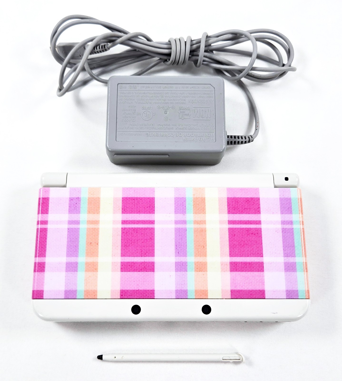 NEW NINTENDO 3DS CONSOLE KISEKAE PLATE PACK MADRAS CHECK Tested Pink Japan
