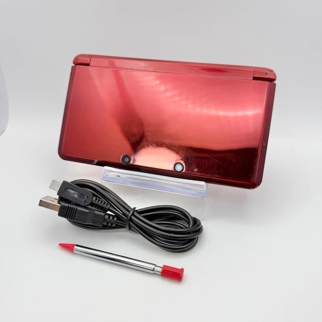 Nintendo 3DS Metallic Red Console Handheld System Stylus Charger Set 5.3 Inches