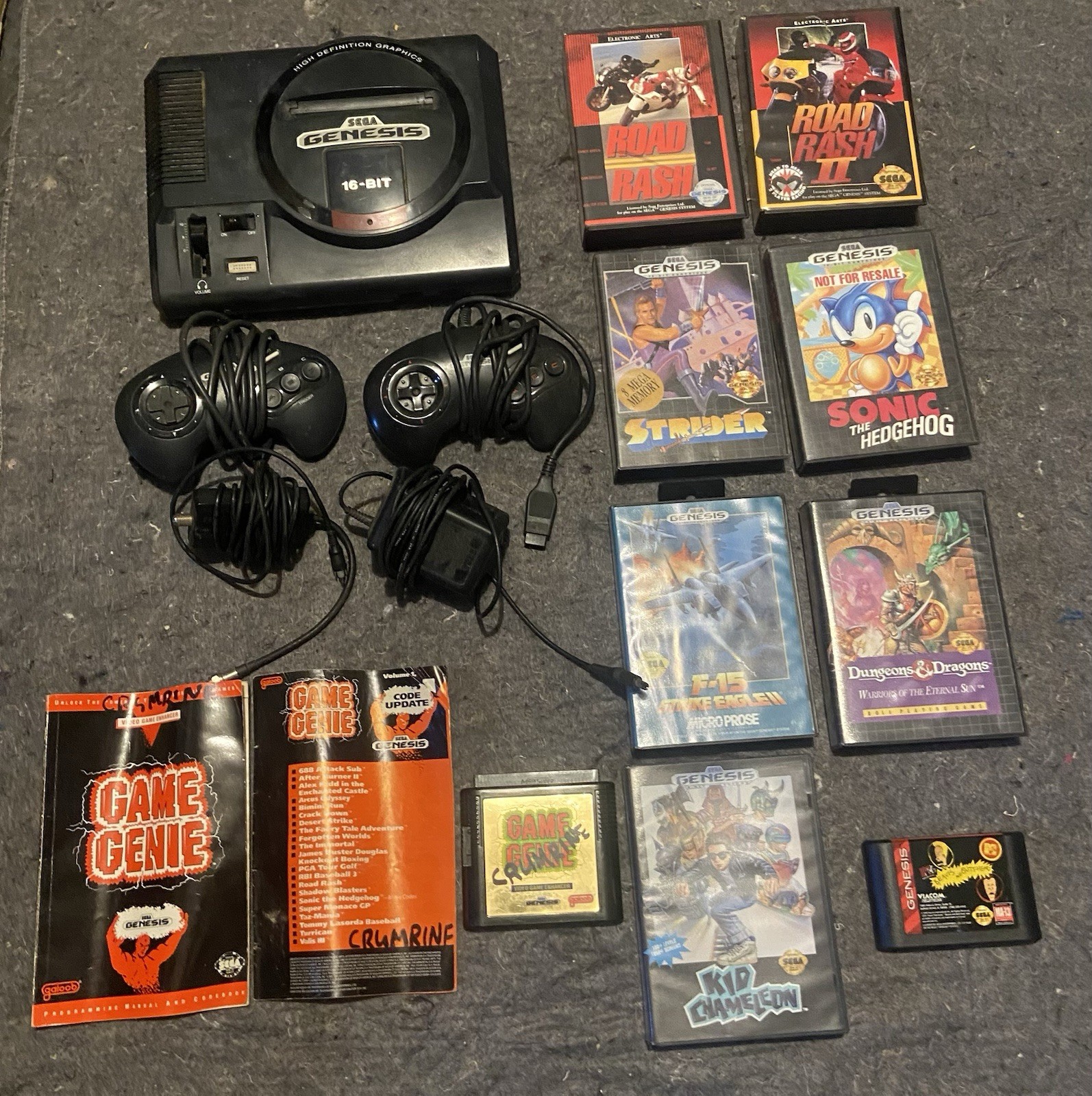 Sega Genesis Model 1 Console Bundle w/ 8 Games 2 Controllers & Game Genie