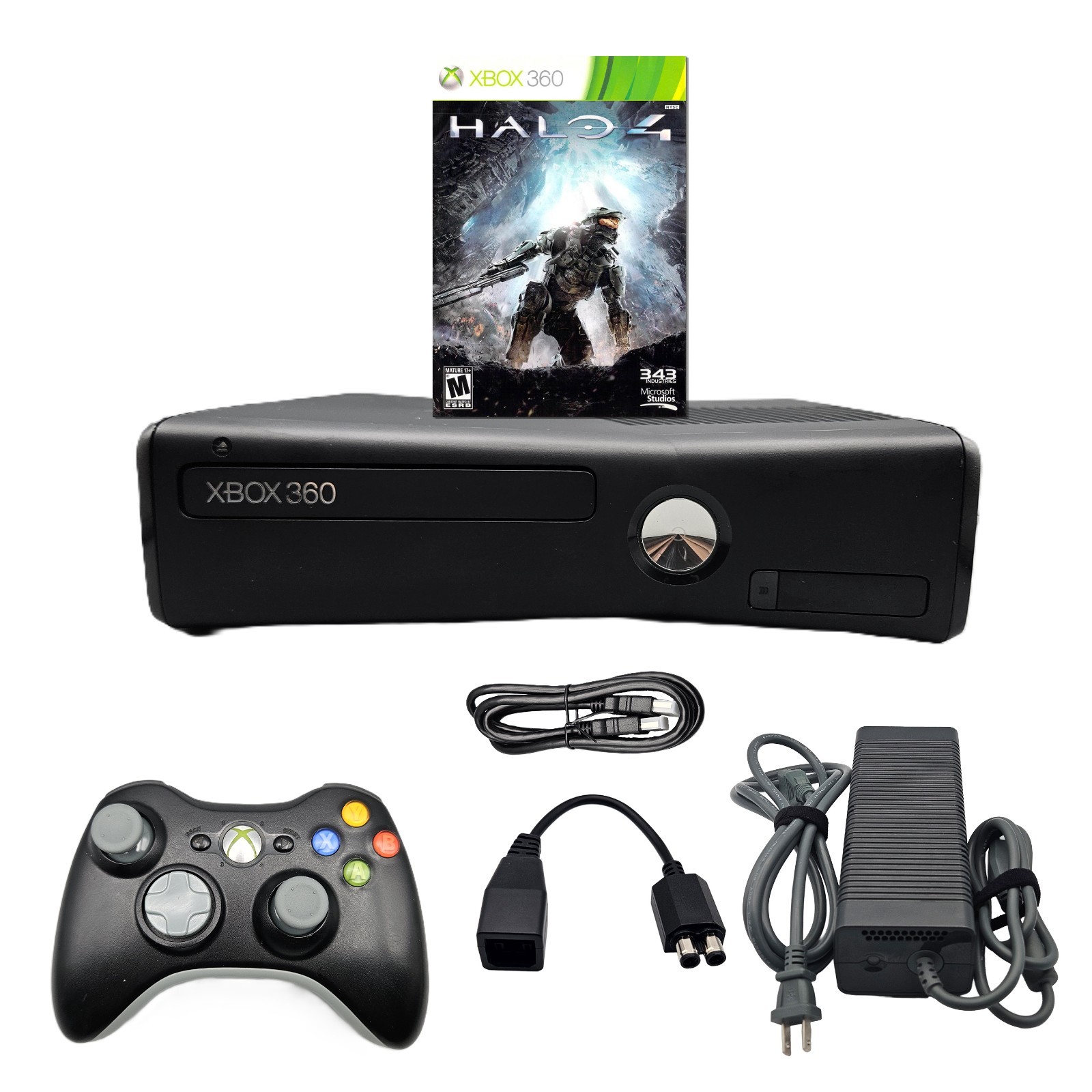 Xbox 360 S Slim 250GB Black Console + Controller + Pick Halo, COD, GTA & More
