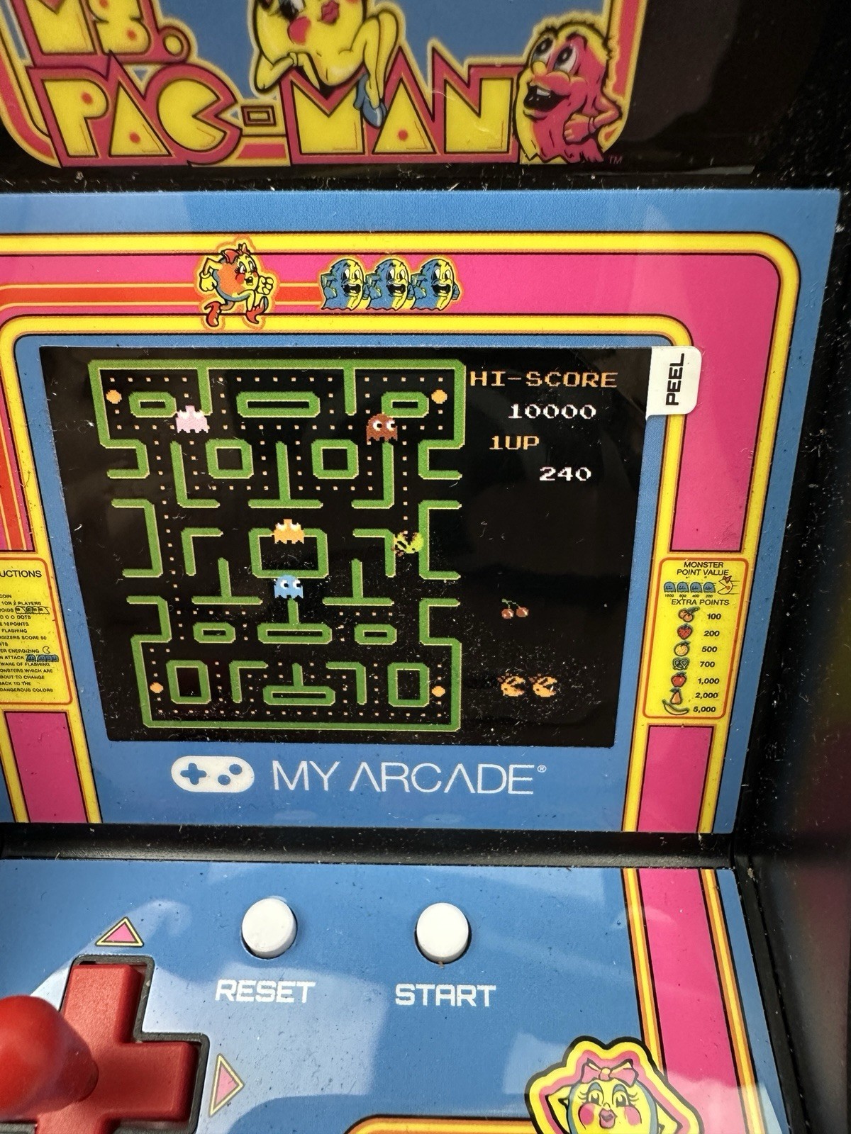 Namco My Arcade Ms. Pac-Man Micro Player New W/O Box Mini Arcade W/ Instructions