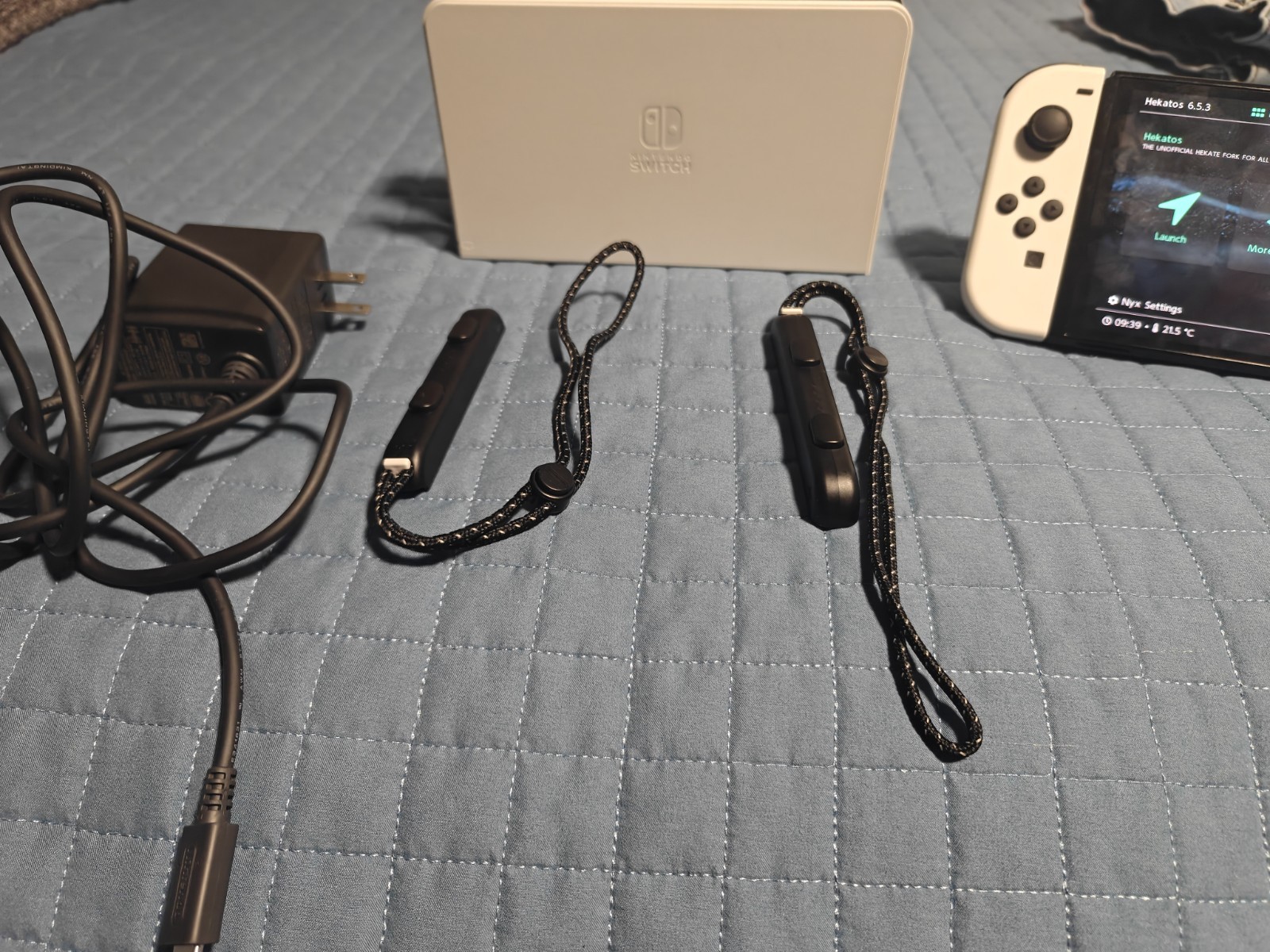 Nintendo Switch OLED 256GB White Console w/ Dock, AC Adapter, Straps + Games