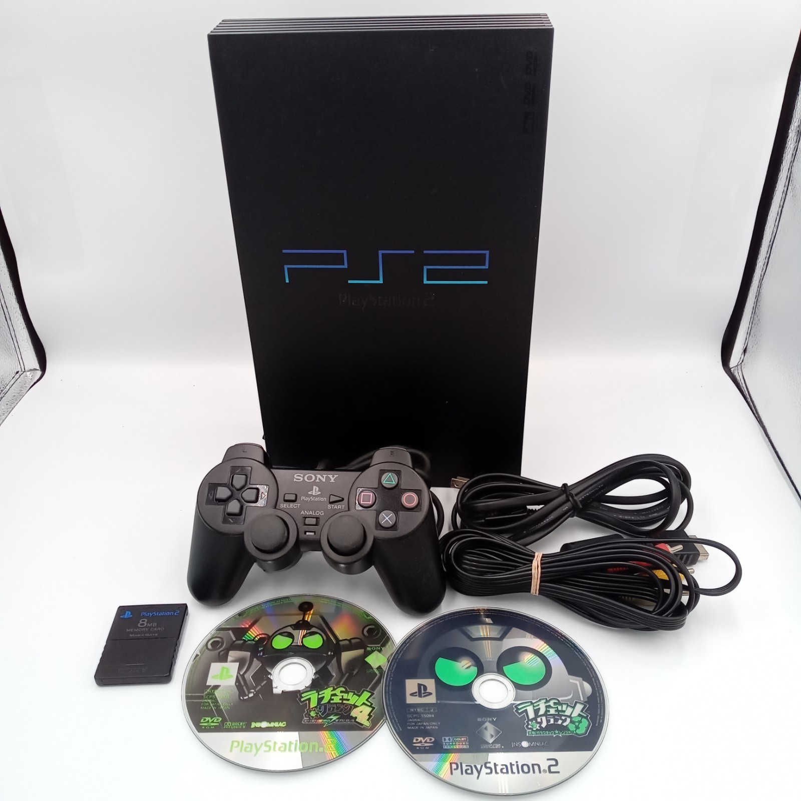 PS2 PlayStation 2 Console Flat Black SCPH-30000 WIth 2 Games Japanese Tested
