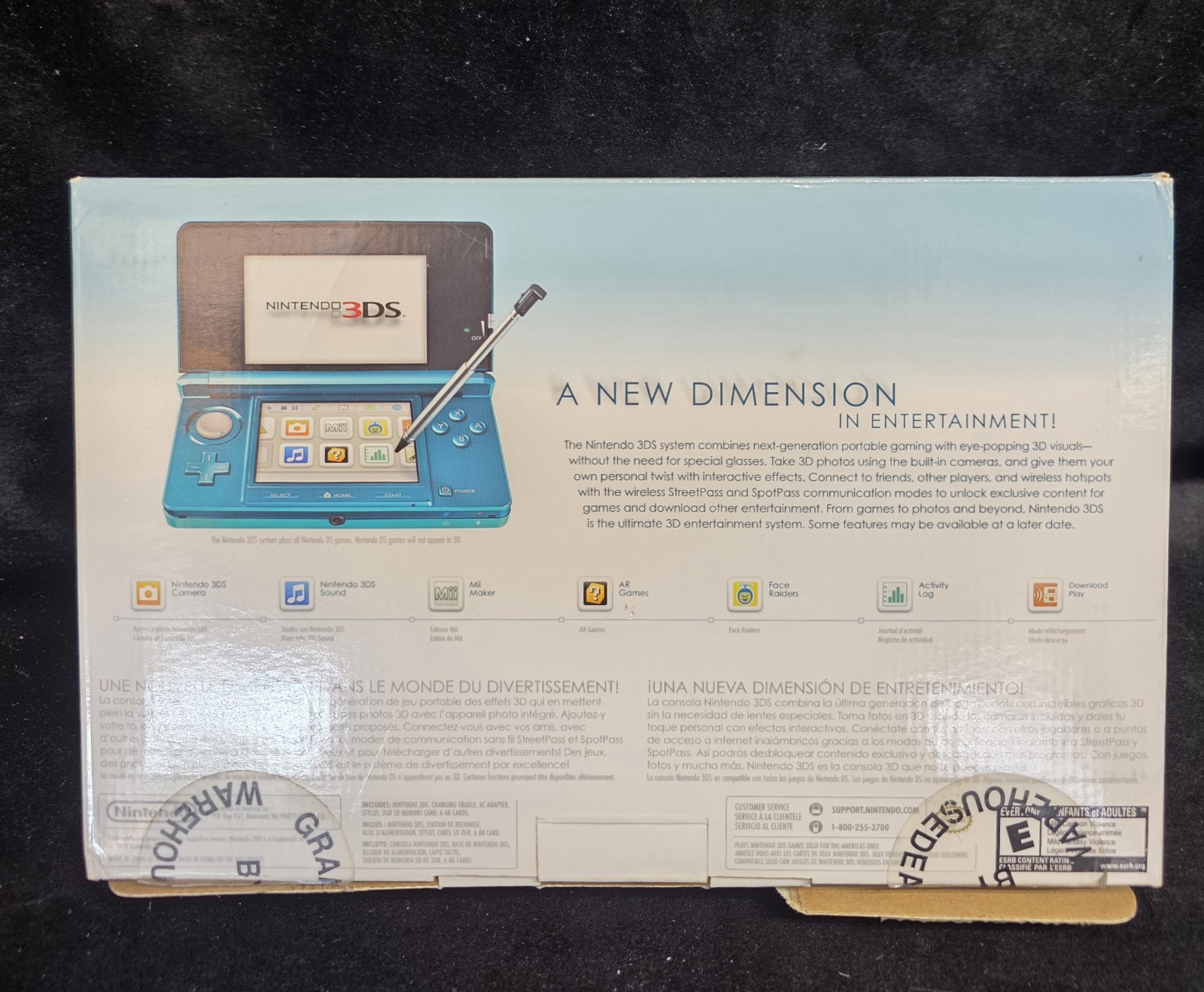 Nintendo 3DS Aqua Blue Handheld CTR-001 JPN-CIB