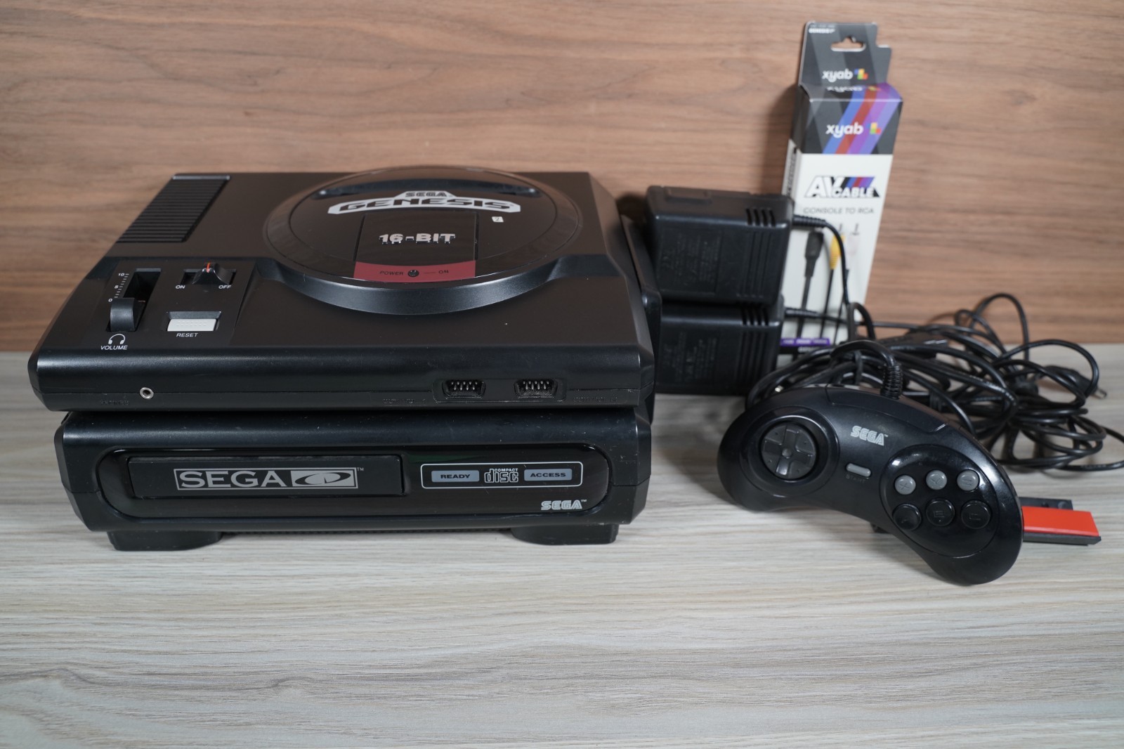 Sega Genesis & CD Model 1 Tested Working System w/ oem controllers & power CLEAN