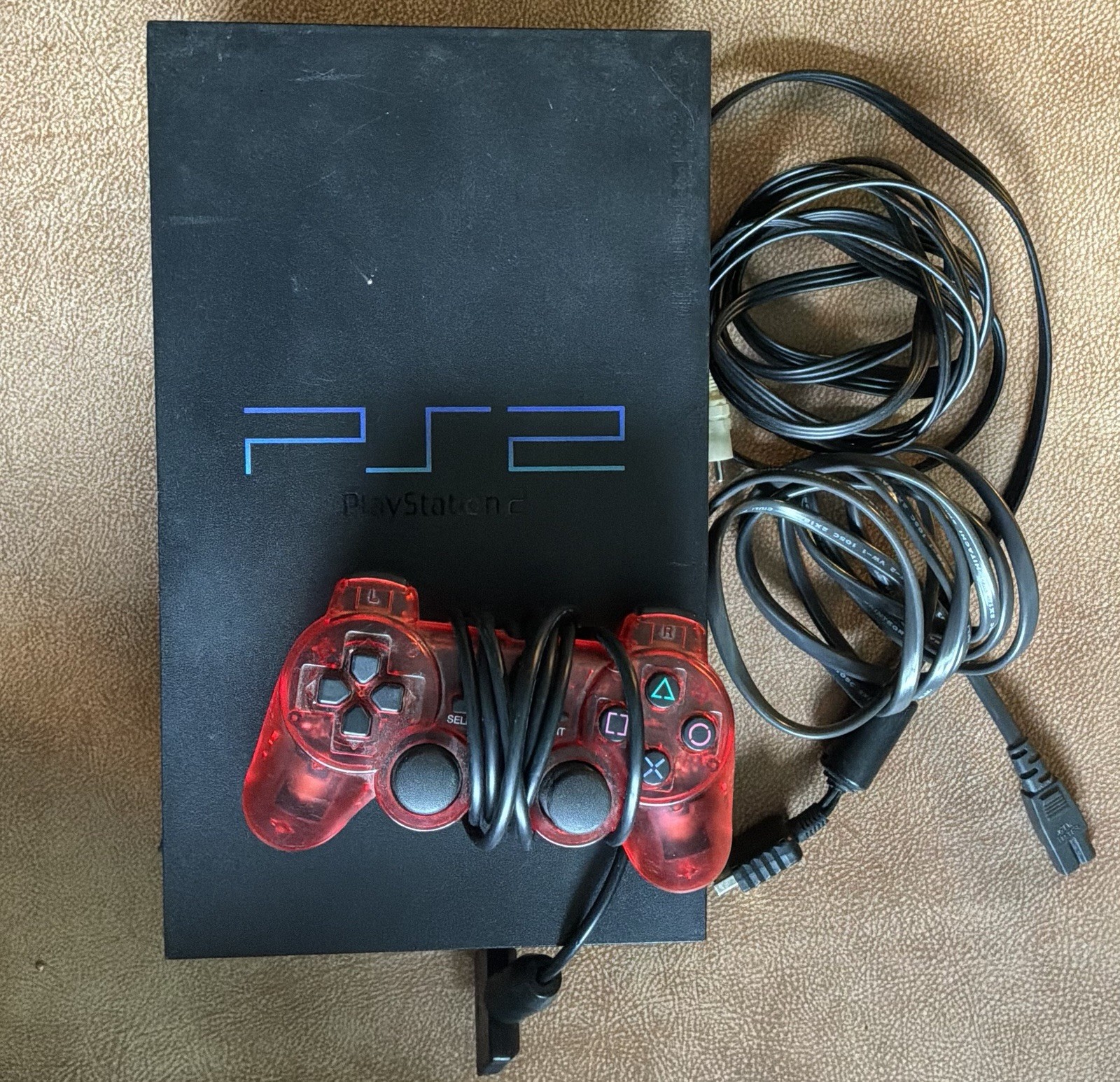 Sony PlayStation 2 Fat Console SCPH-30001- Black + Cables + Controller *TESTED*
