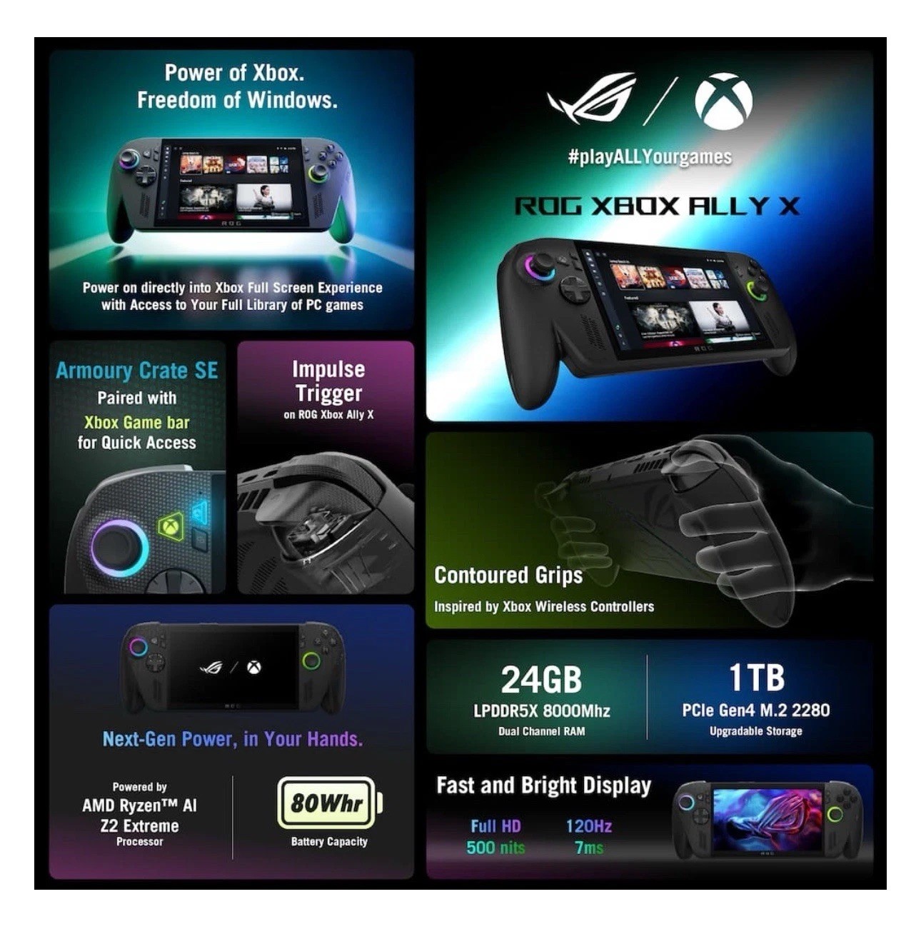 Asus ROG XBOX Ally X 7″ AMD Ryzen AI Z2 Extreme 24GB RAM 1TB Black