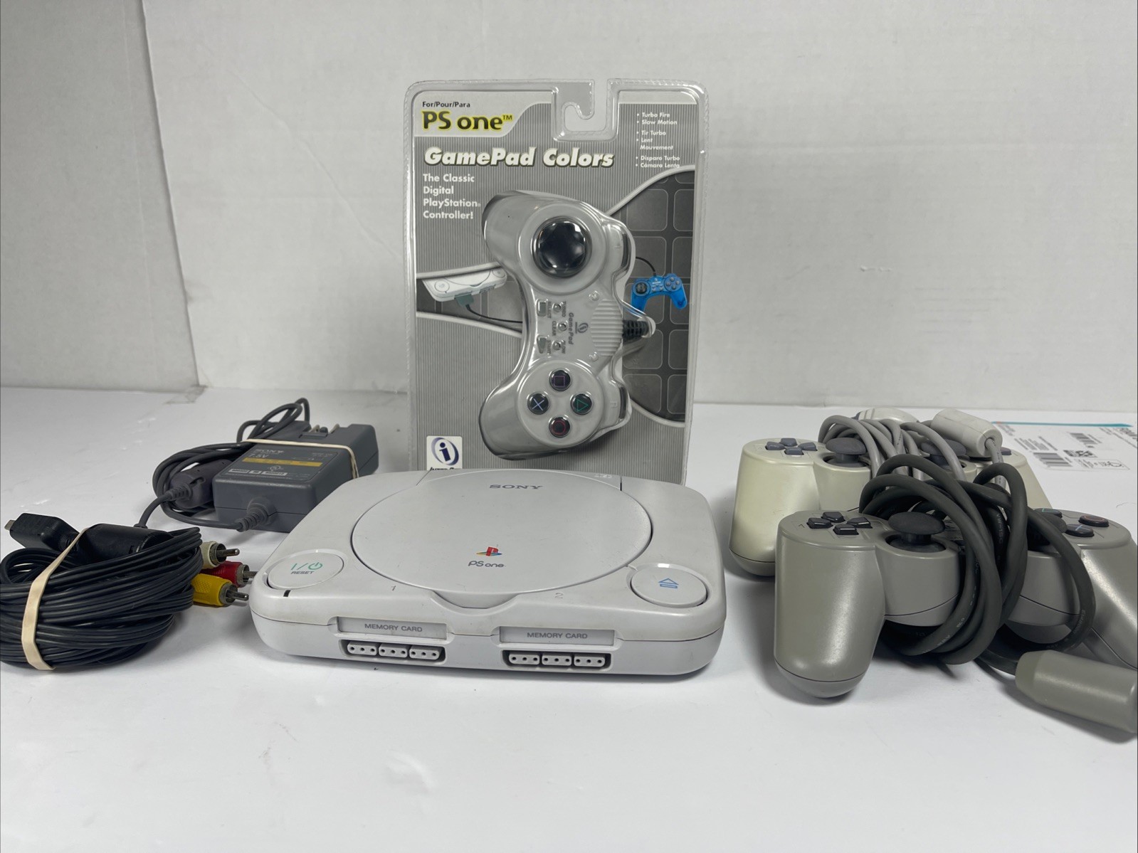 Sony PS One PlayStation Slim PS1 SCPH-101 Console, w/ 3 Controllers,Cords TESTED