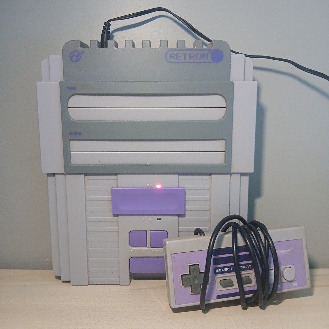 Hyperkin Retron 2 NES SNES Console Gray Purple TESTED WORKS