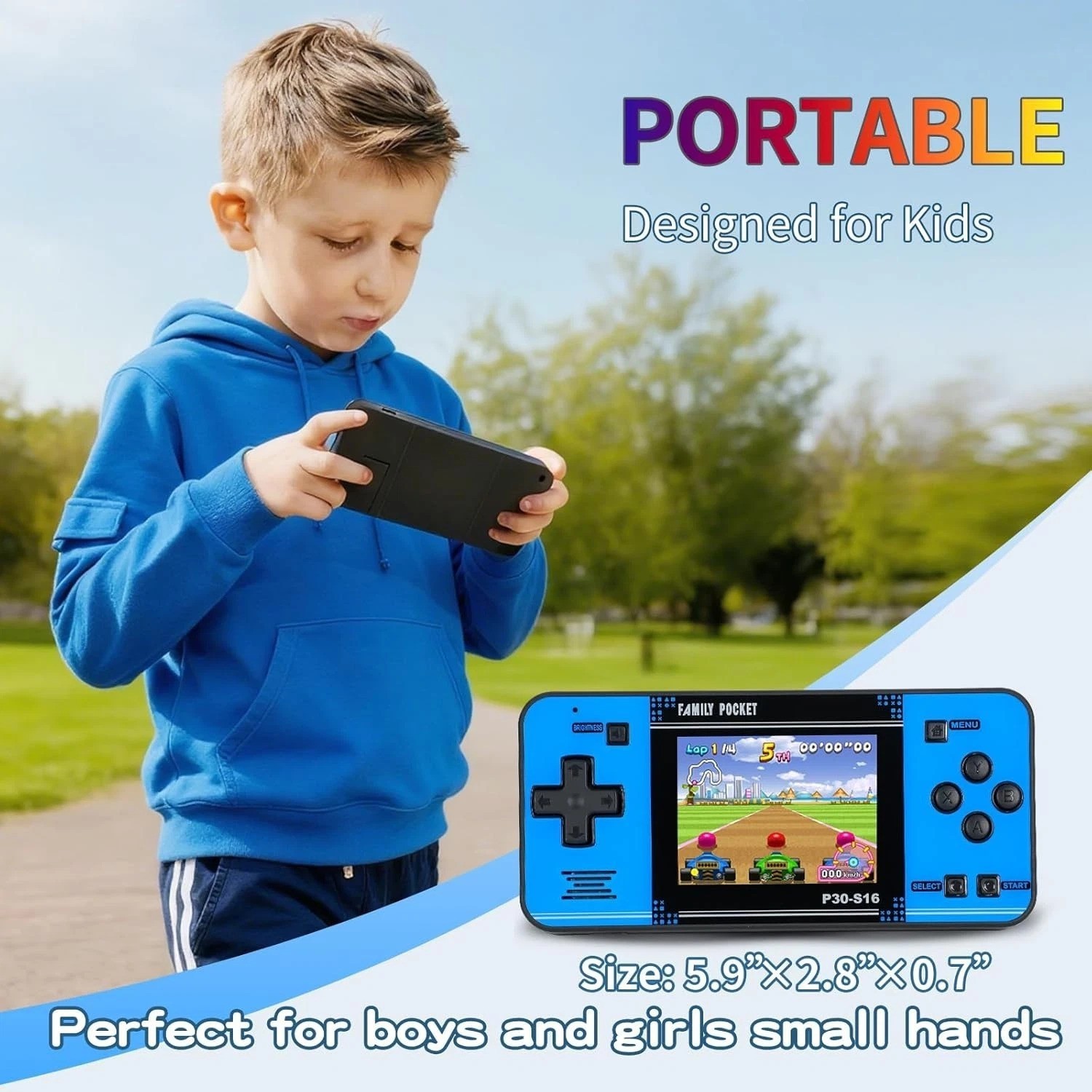 220 Preloaded Retro Games Handheld Console – Rechargeable 3.0″ LCD for Kids