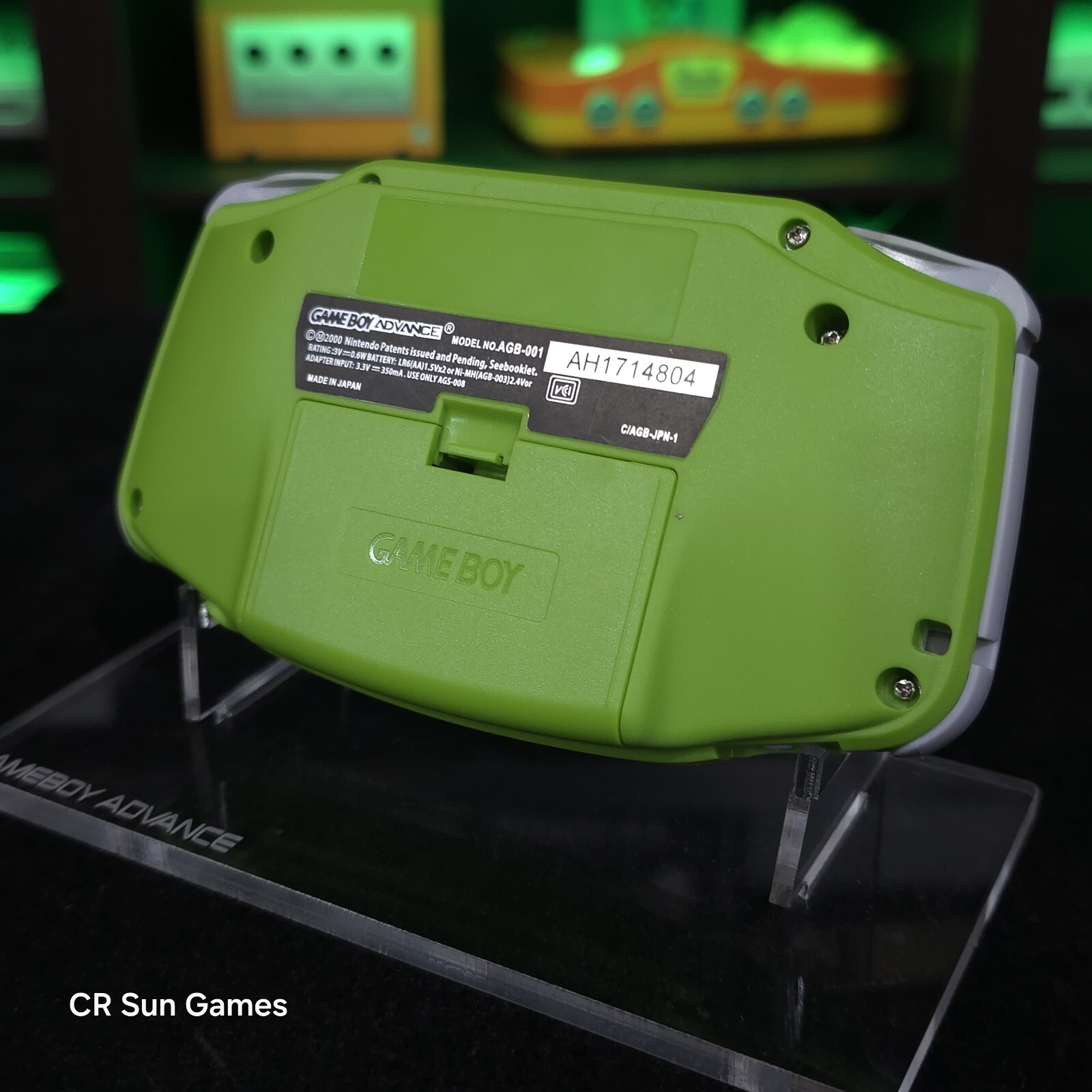 Green Game Boy Advance GBA Console with iPS V5 Backlight Backlit LCD MOD Console