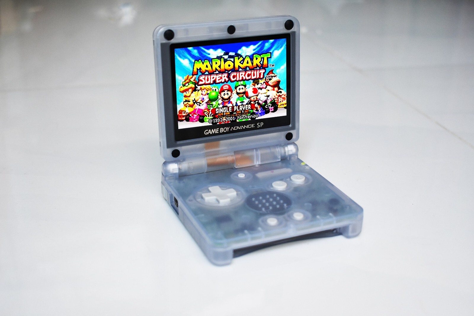 Backlit IPS LCD GBAsp Mod Nintendo Gameboy Advance SP Glacier