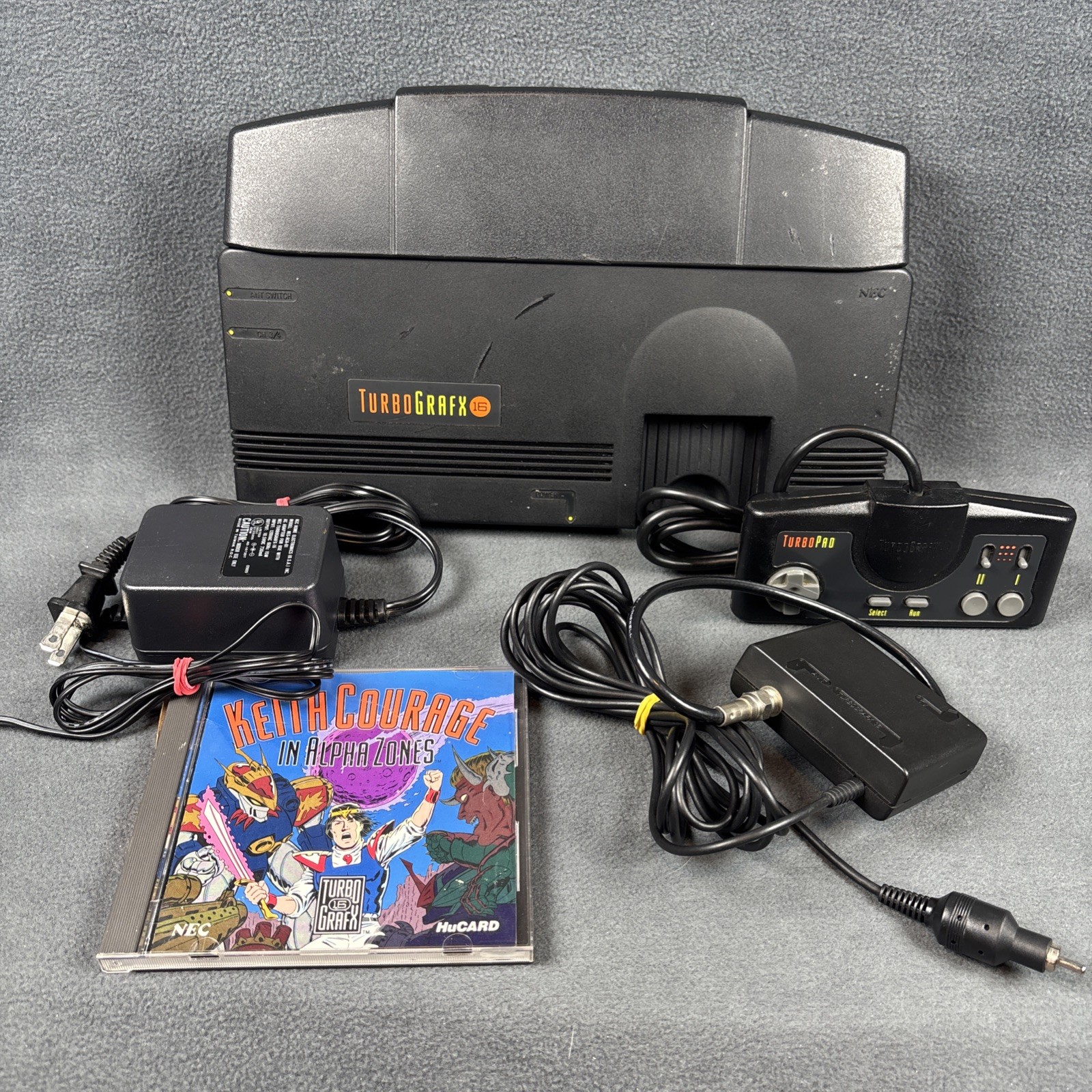 NEC TurboGrafx-16 Console, Cords, & Keith Courage in Alpha Zone – Tested