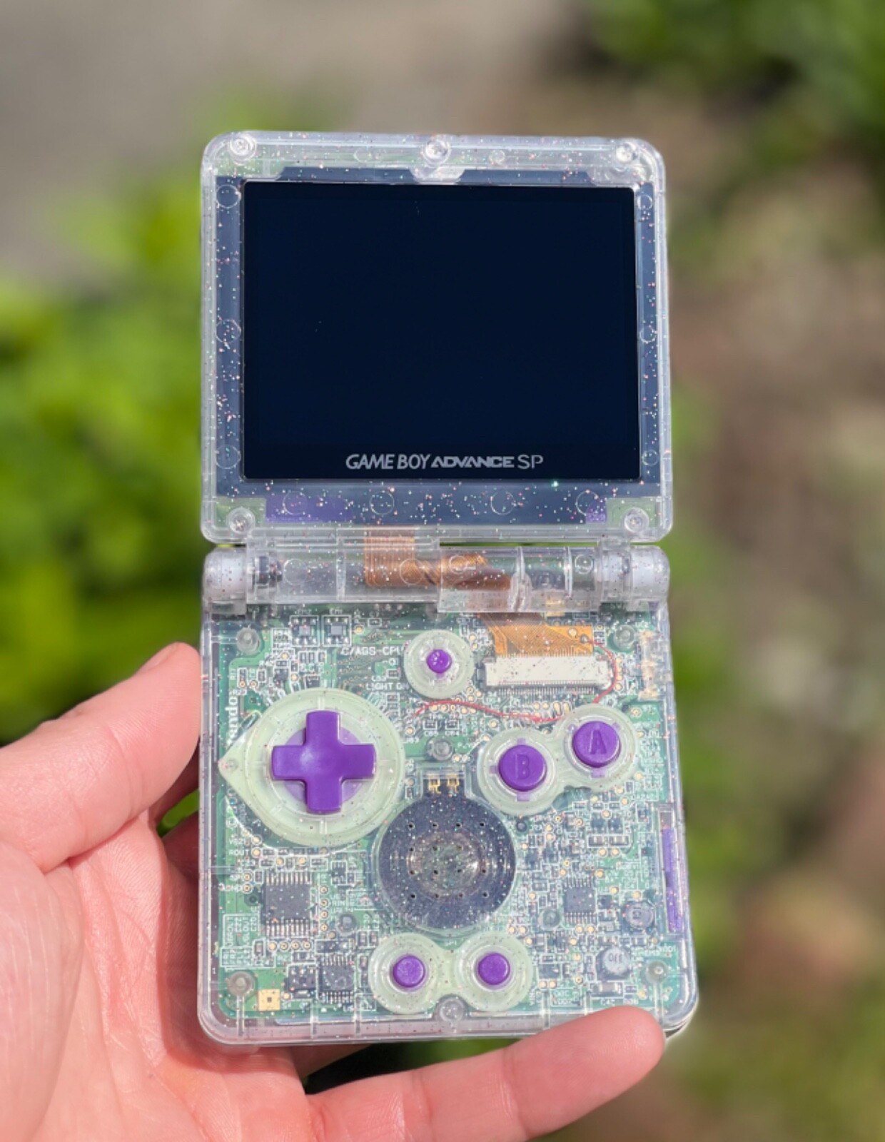 Custom Sparkly Nintendo Gameboy Advance SP Retro Console IPS Backlit & USB C Mod