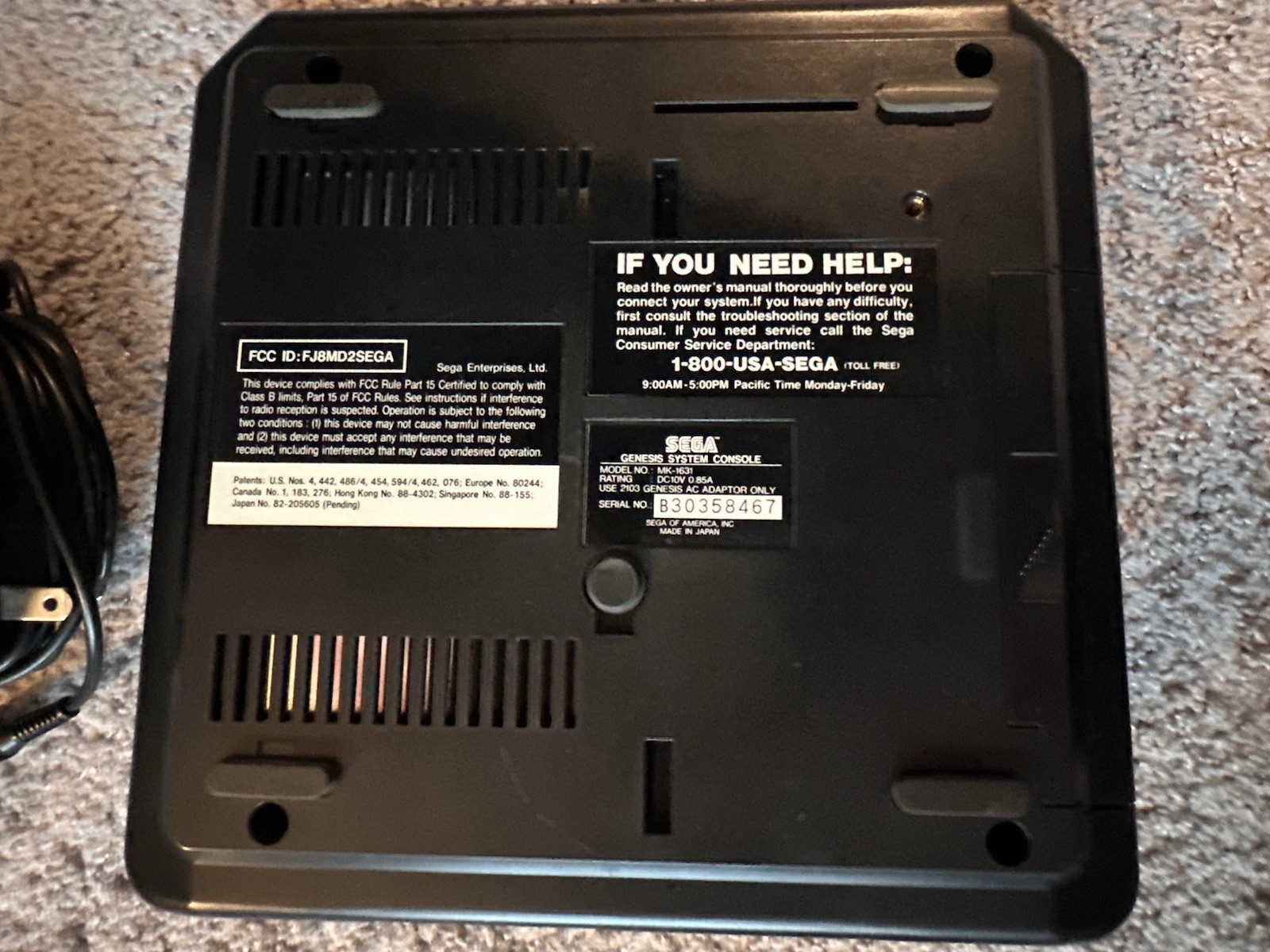 SEGA Genesis Model II System 2, Console W/ Adaptor, RF & Controller