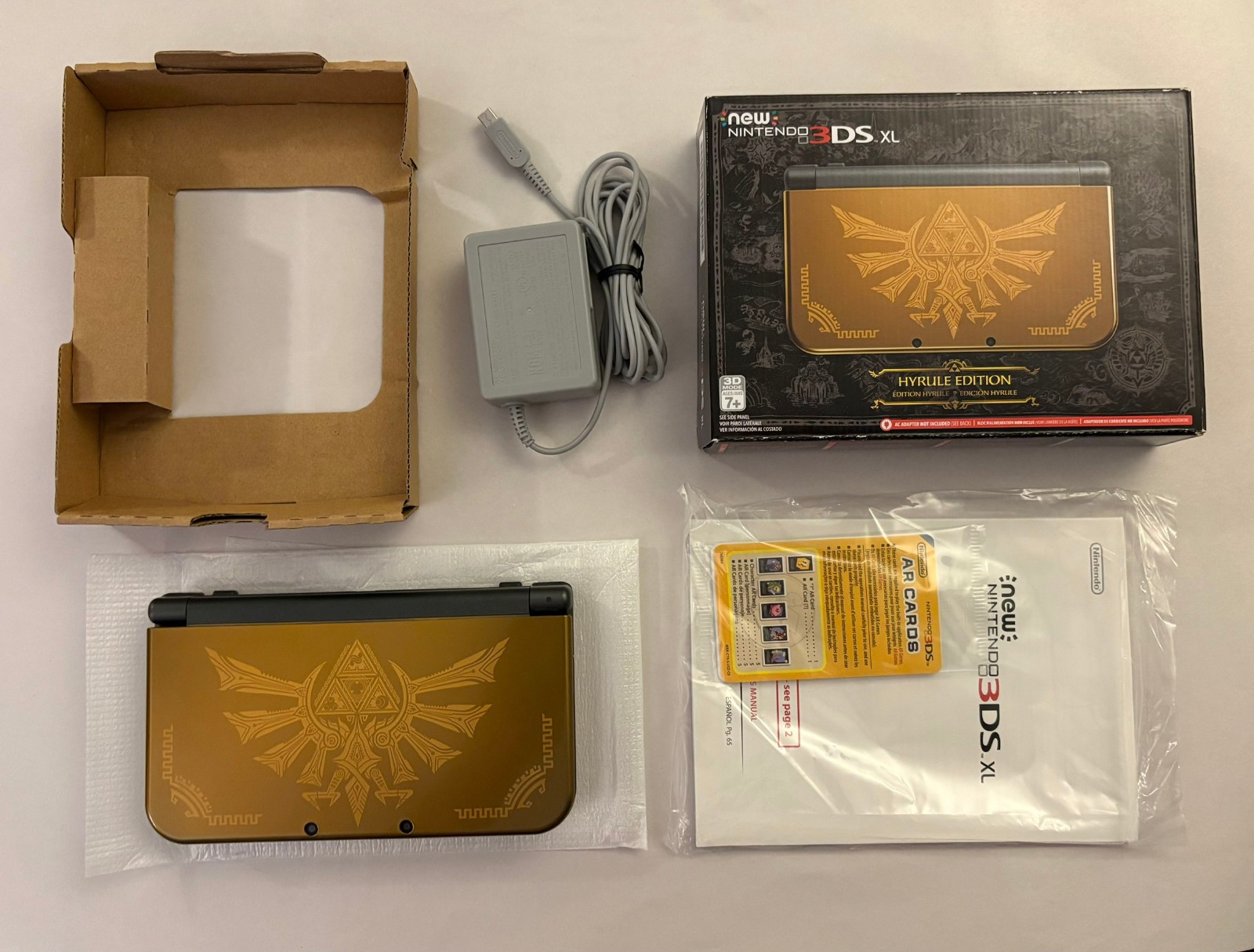 Nintendo New 3DS XL Handheld System Hyrule Edition Complete in Box Zelda Gold