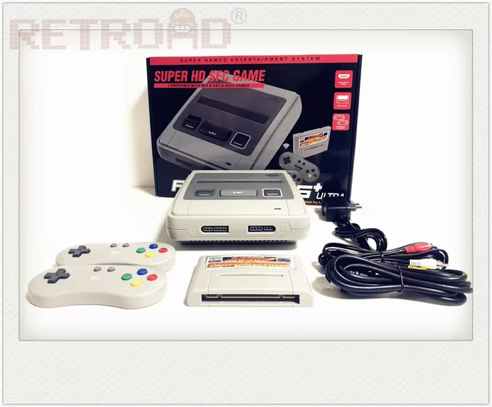 SFC52HD Retro Game Console with 350 Games and Two Controllers, Original Size