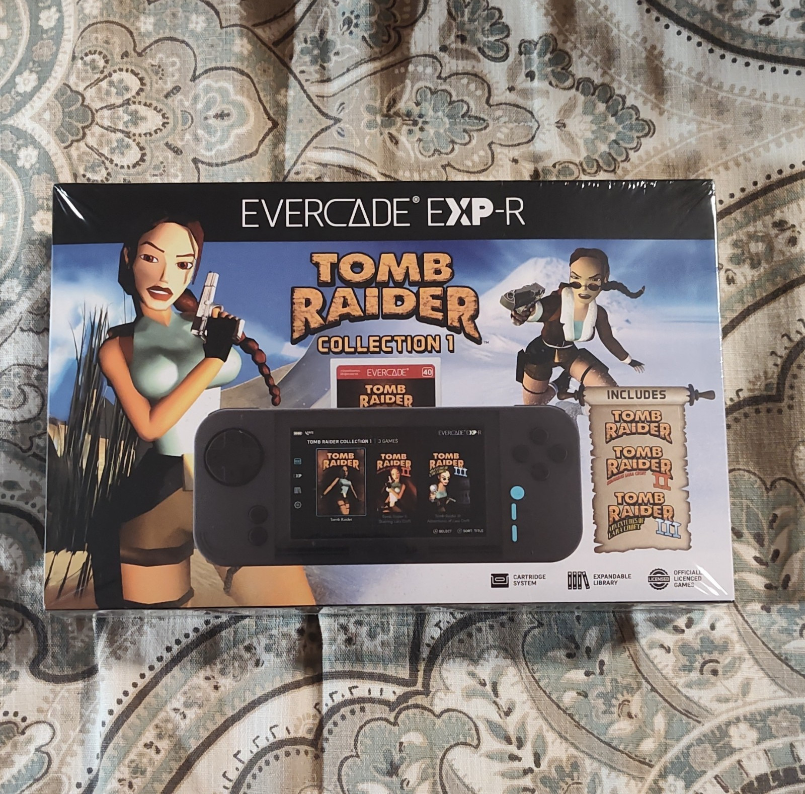 Blaze Evercade EXP-R Handheld Console Black Wi-Fi USB-C Tomb Raider Collection 1