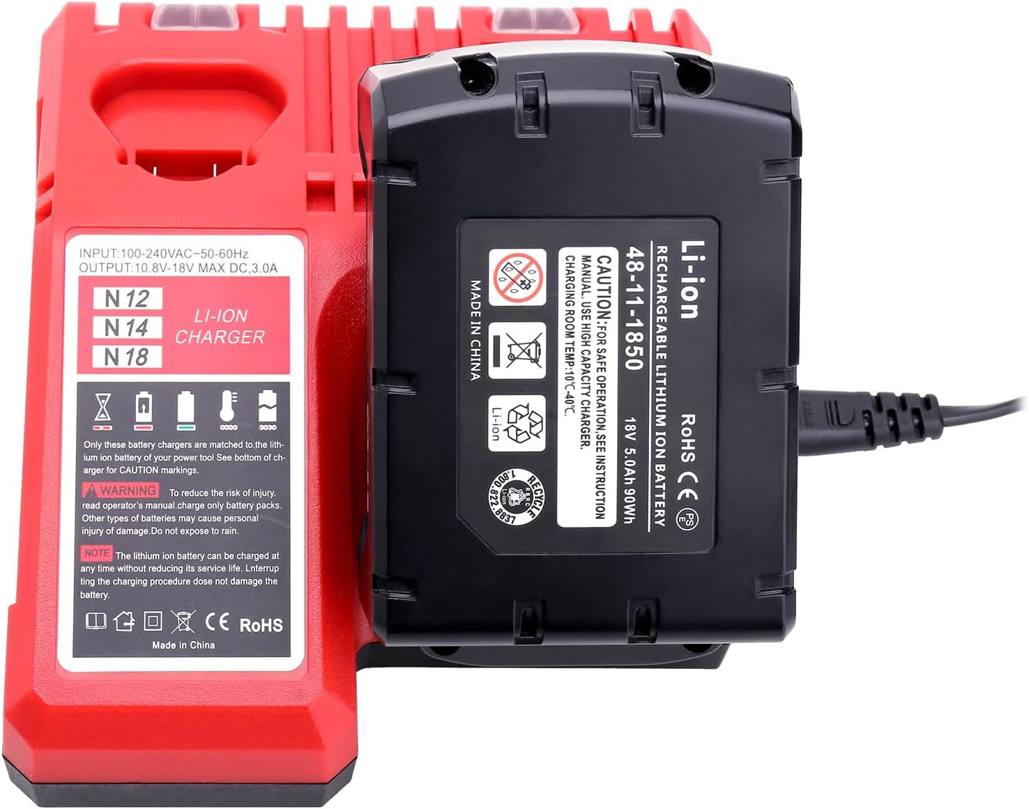 Compatible with Mil-Waukee 18V & 12V Multi Voltage Lithium Battery Charger 48-59