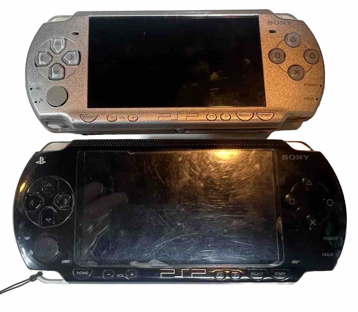 Lot Of 2 Sony PSP Consoles Only 1 Battery And 1 Charger Both PSPs Tested & Work!