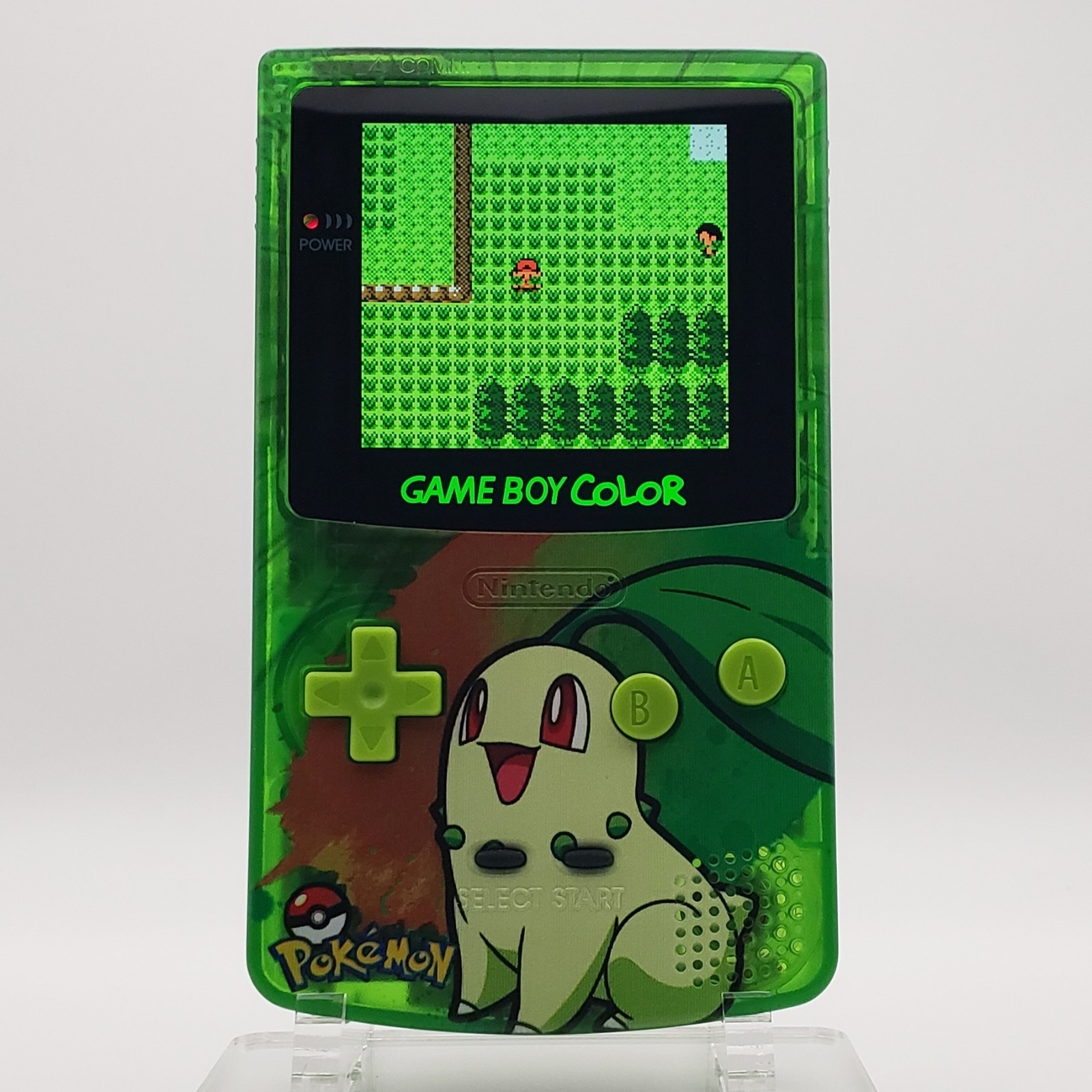 Laminated OLED Screen – Chikorita Game Boy Color w/ Case – New Speaker, Recapped
