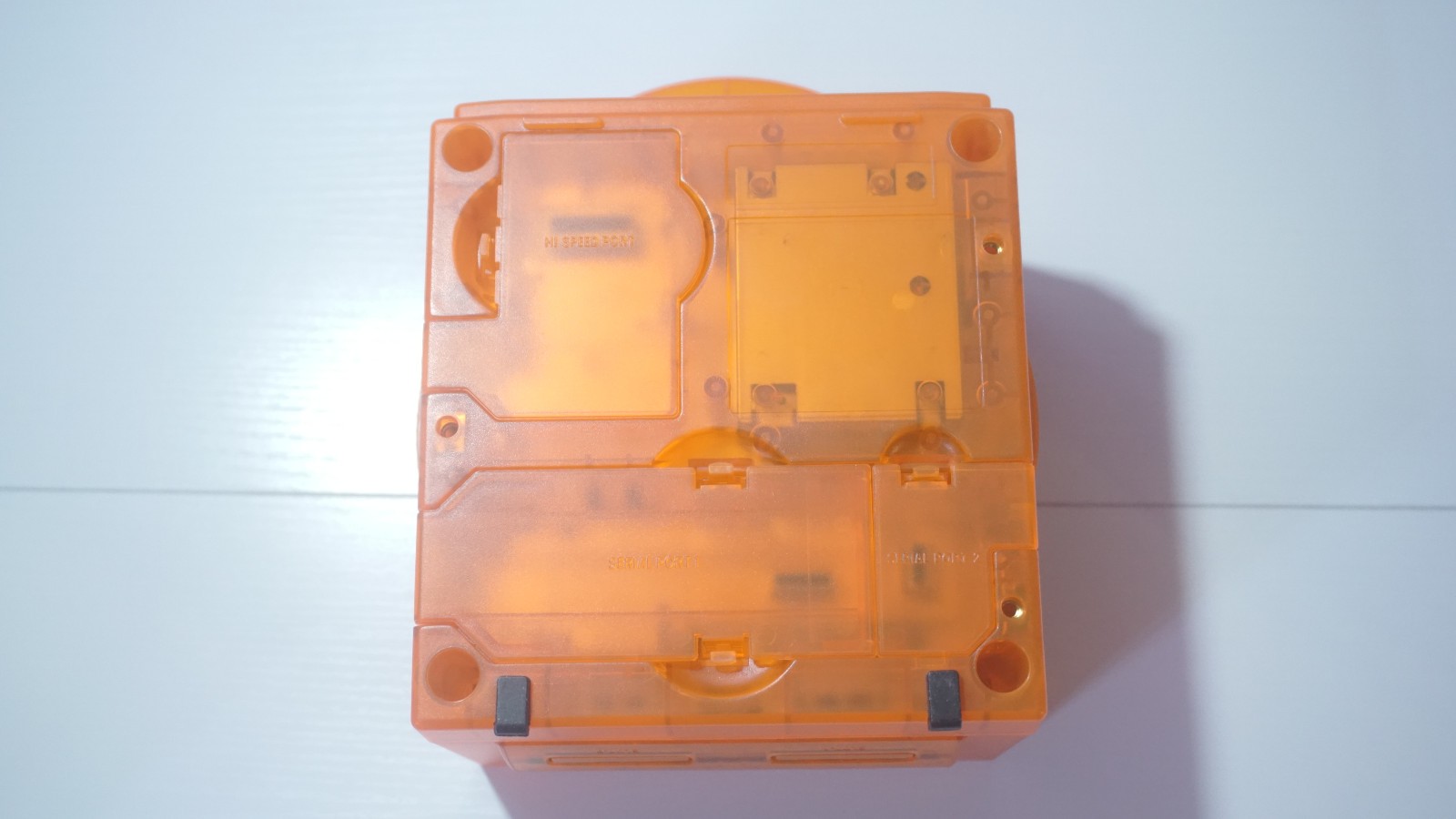 Clear Citrus Orange Nintendo GameCube DOL-001 (USA) with Orange LED & Controller