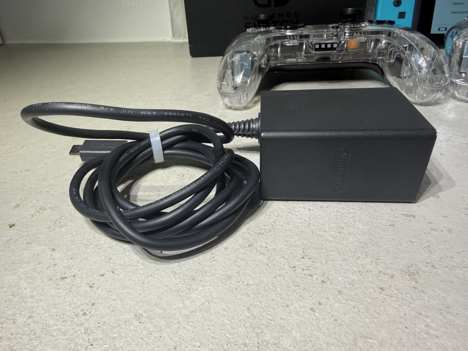 Nintendo Switch with two RGB controllers and docking station dock