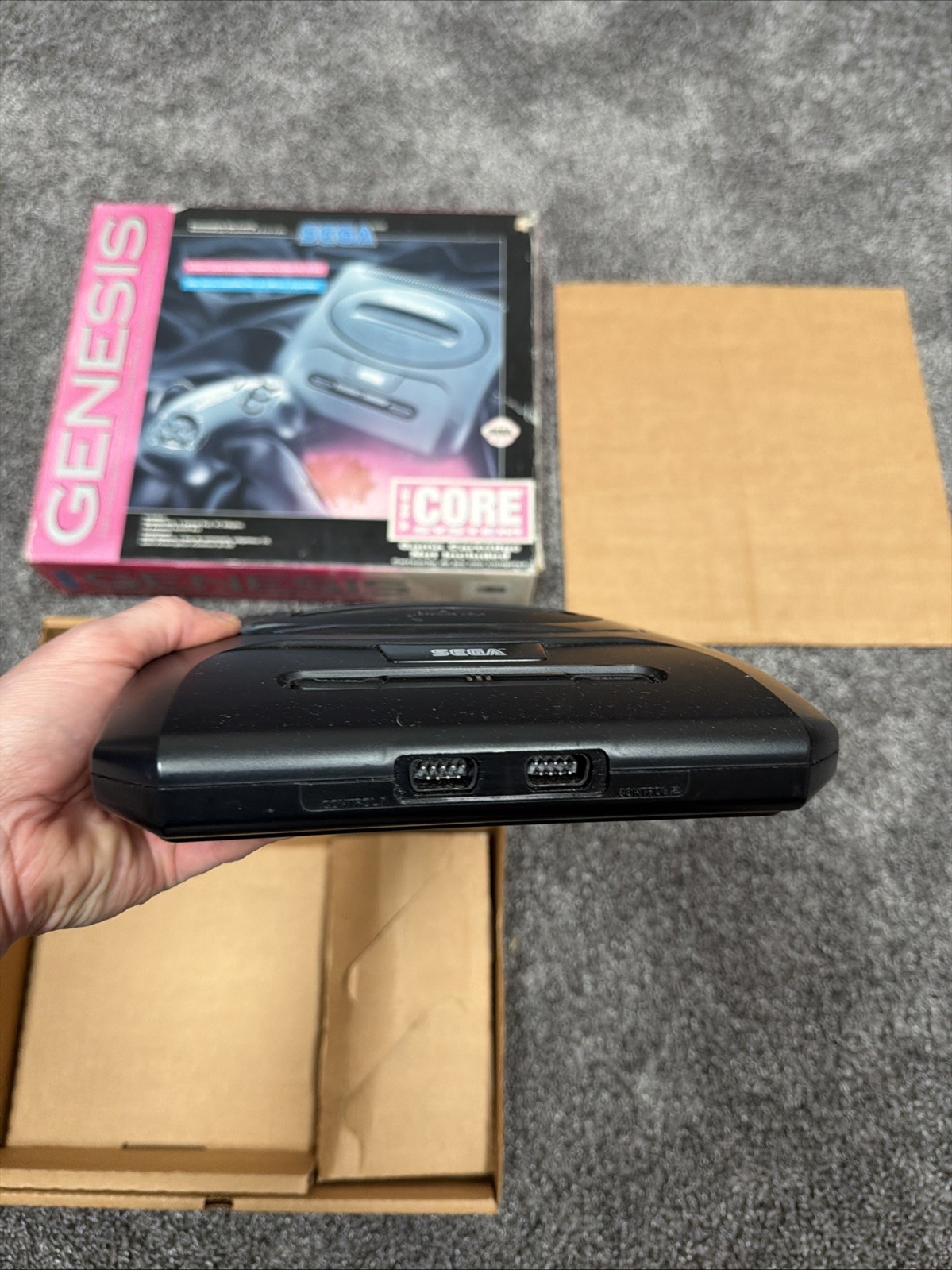 SEGA Genesis Model 2 Core System CIB w/ Sonic 2 Cardboard Inserts OEM WORKING