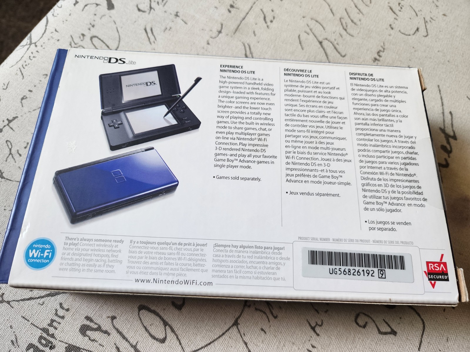 Nintendo DS Lite Colbalt Blue with box, manual and charger