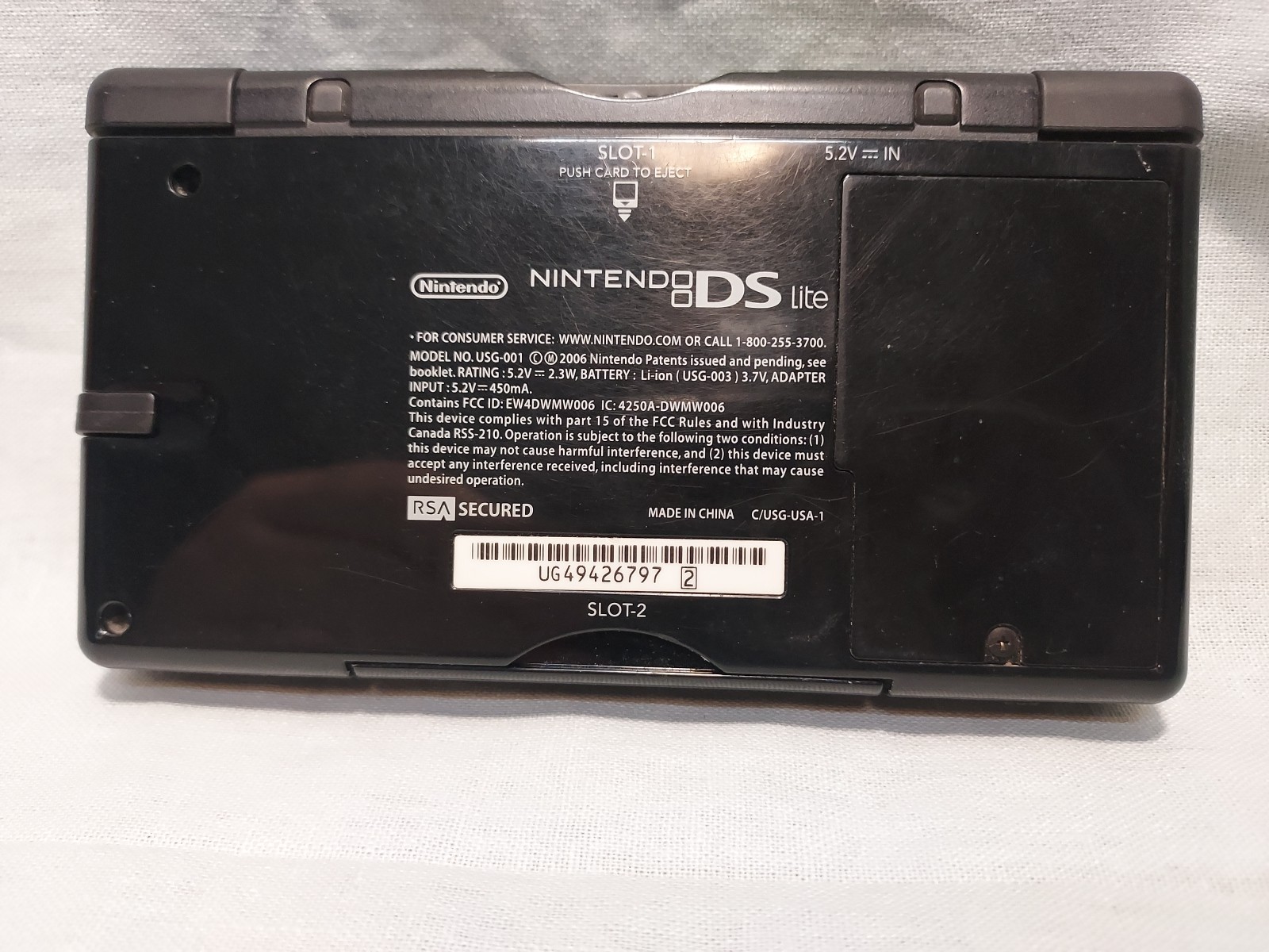 Nintendo DS Lite Handheld System – Onyx Black W/Stylus & Slot 2 Cover