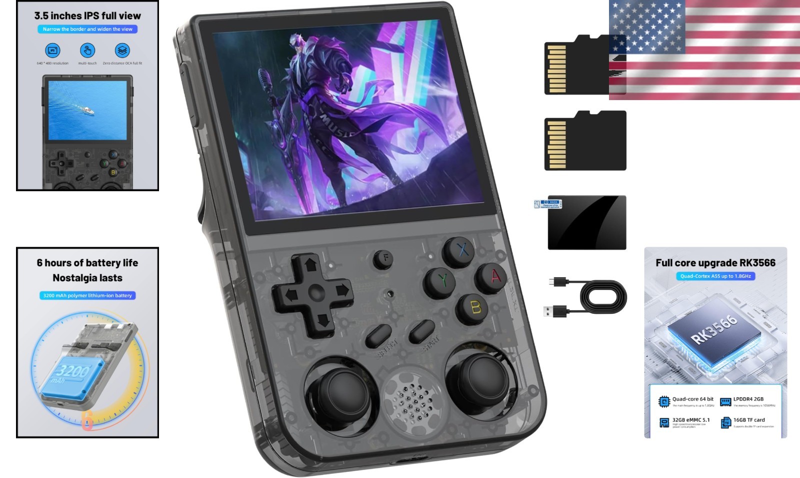 Portable RG353VS Gaming Console – 64-Bit Processing, Bluetooth, 5G WiFi
