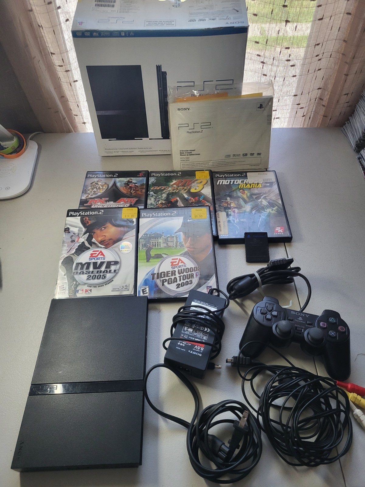 CIB Sony PlayStation 2 Slim PS2 Black SCPH-75001CB CIB W Controller 5 Games