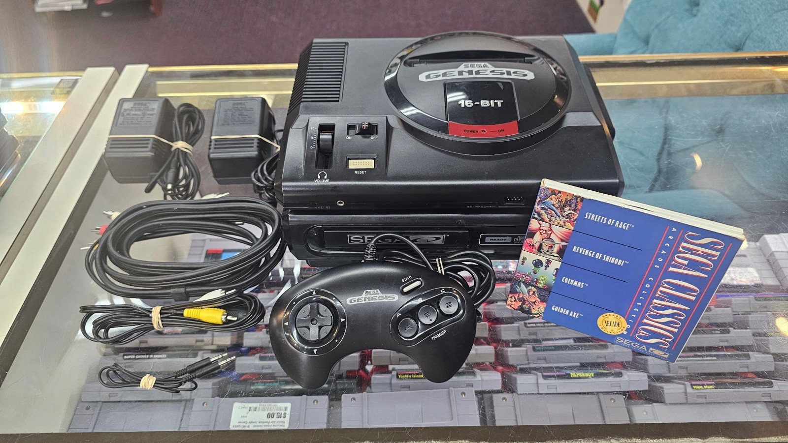 SEGA CD Model 1 + Genesis Working Tested +controller + RF switch W/Sega Classic