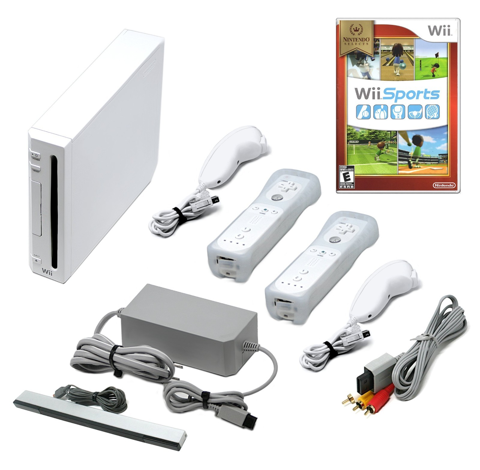 Nintendo Wii Game Console + Pick 1-4 Remotes, Wii Sports, , USA – used, resell