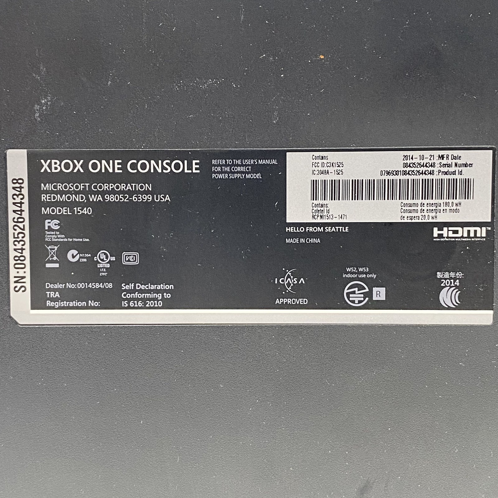 Microsoft Xbox One Console Model 1540 Kinect 1 Controller For Parts or Repair