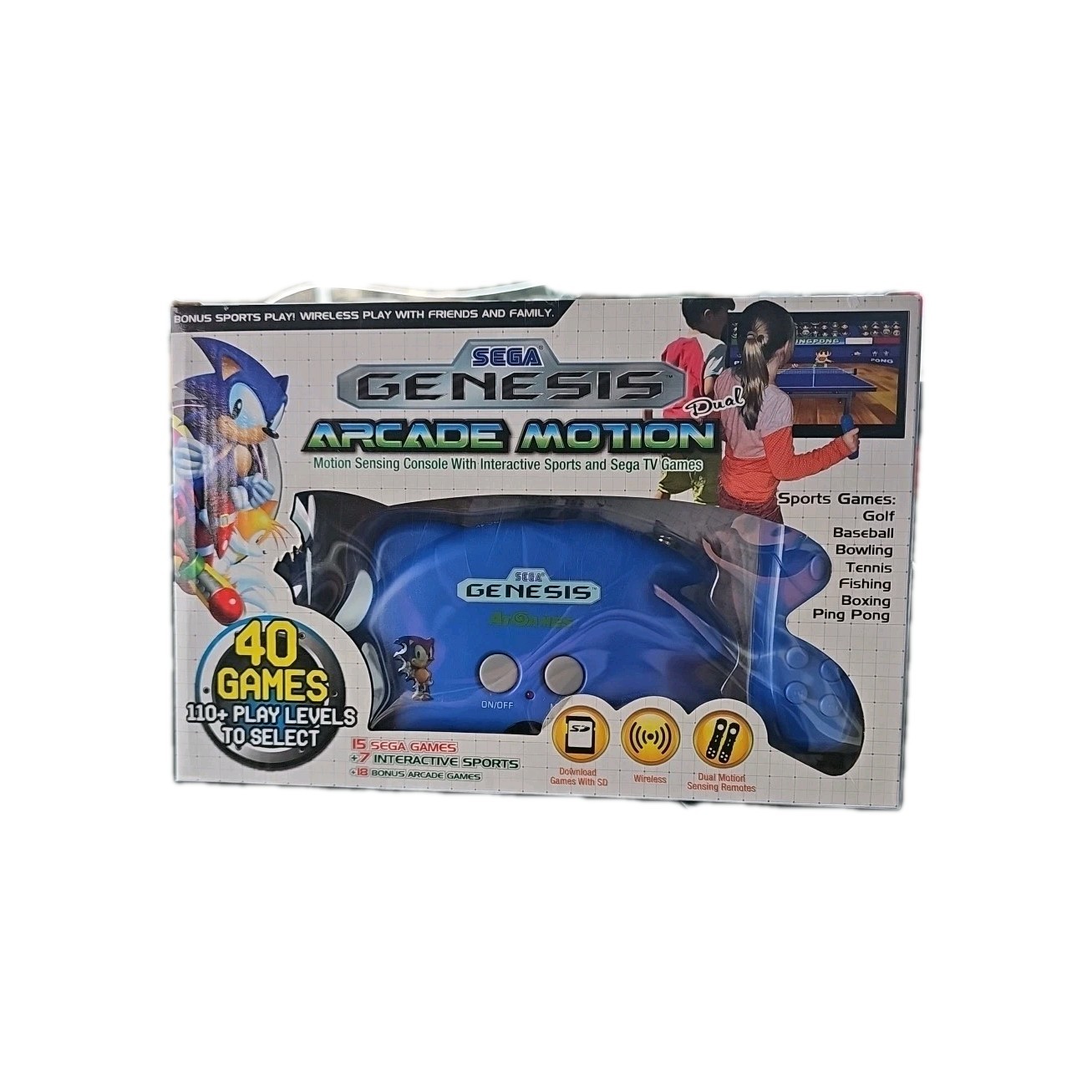 Sega Genesis Wireless Arcade Motion Sensing Console with Dual Remotes new
