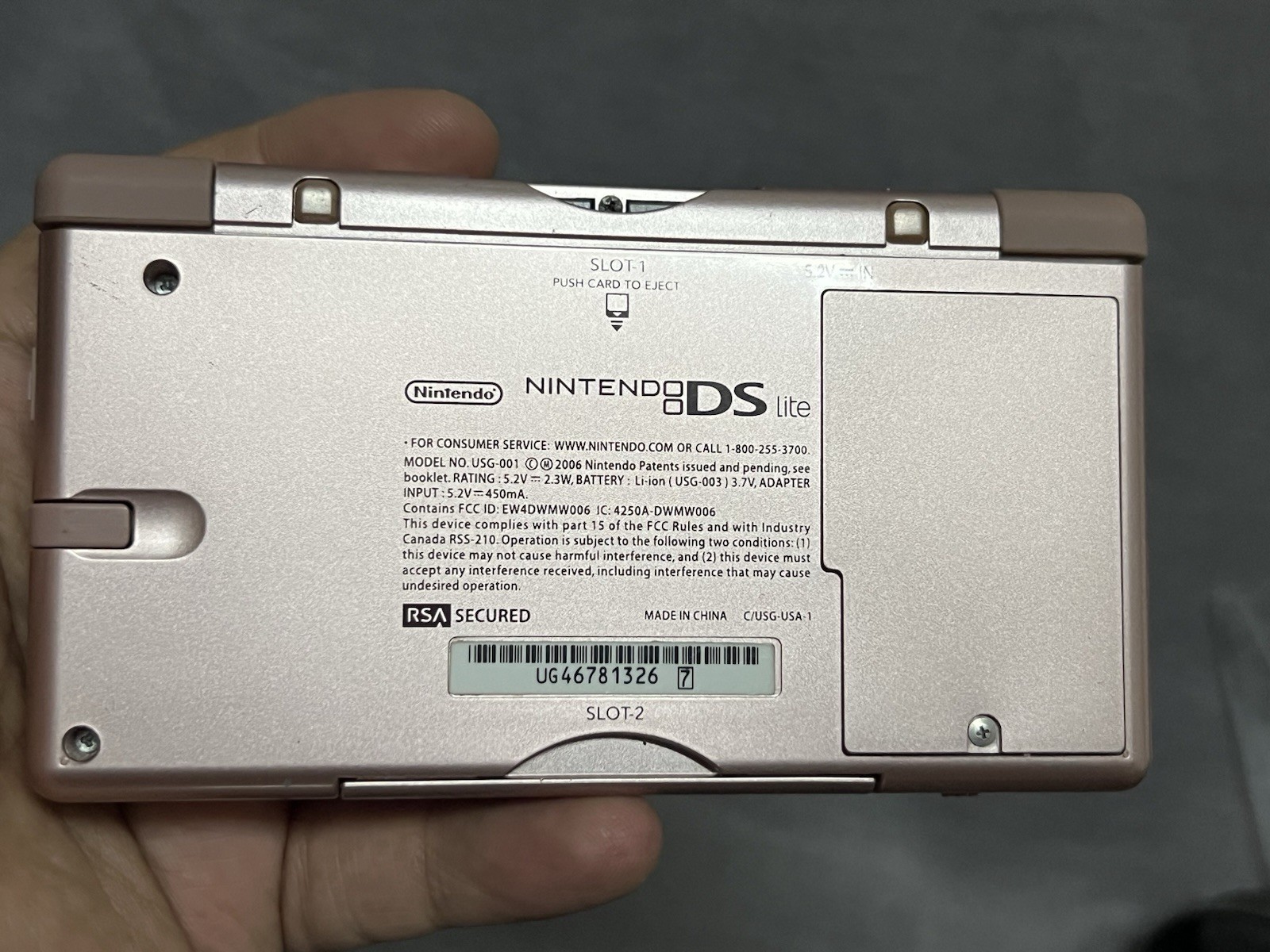 Nintendo Ds Lite -Metallic Rose authentic-C/USG-USA-1 Test&Working W New C Game