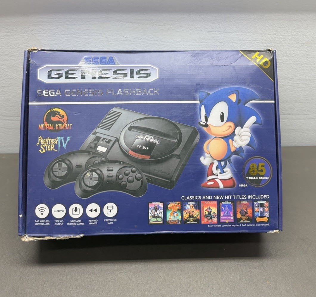 Sega Genesis Flashback Complete In Box, Controllers & 85 Built-in Games TESTED