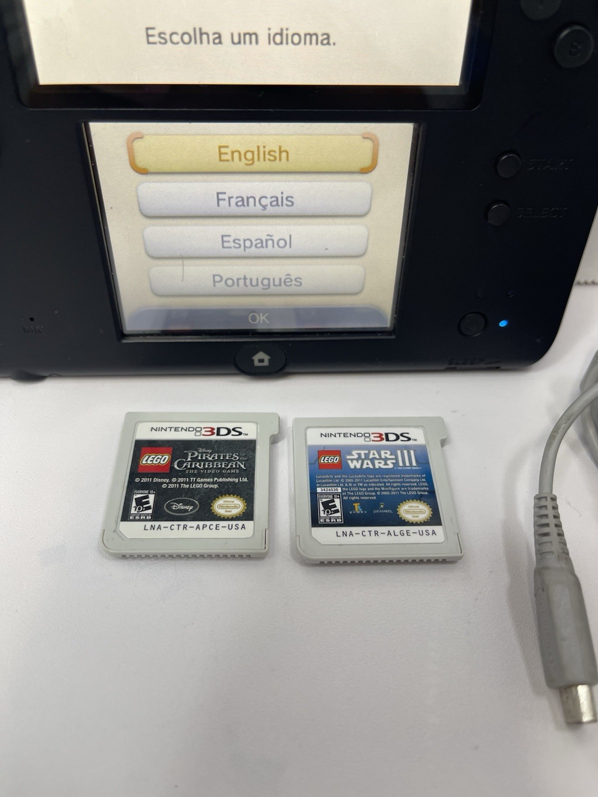 Nintendo 2DS Black & Blue Handheld Video Game System FTR-001 w Charger & Games