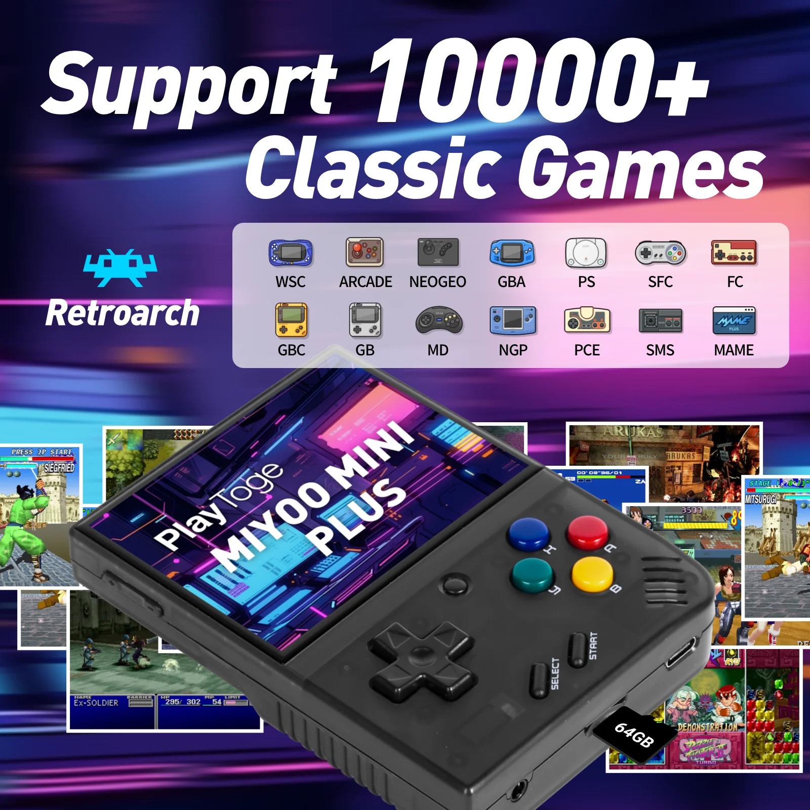 Mini Plus Retro Game Console – 3.5″ IPS Screen, 480mAh Battery, Cart Holder