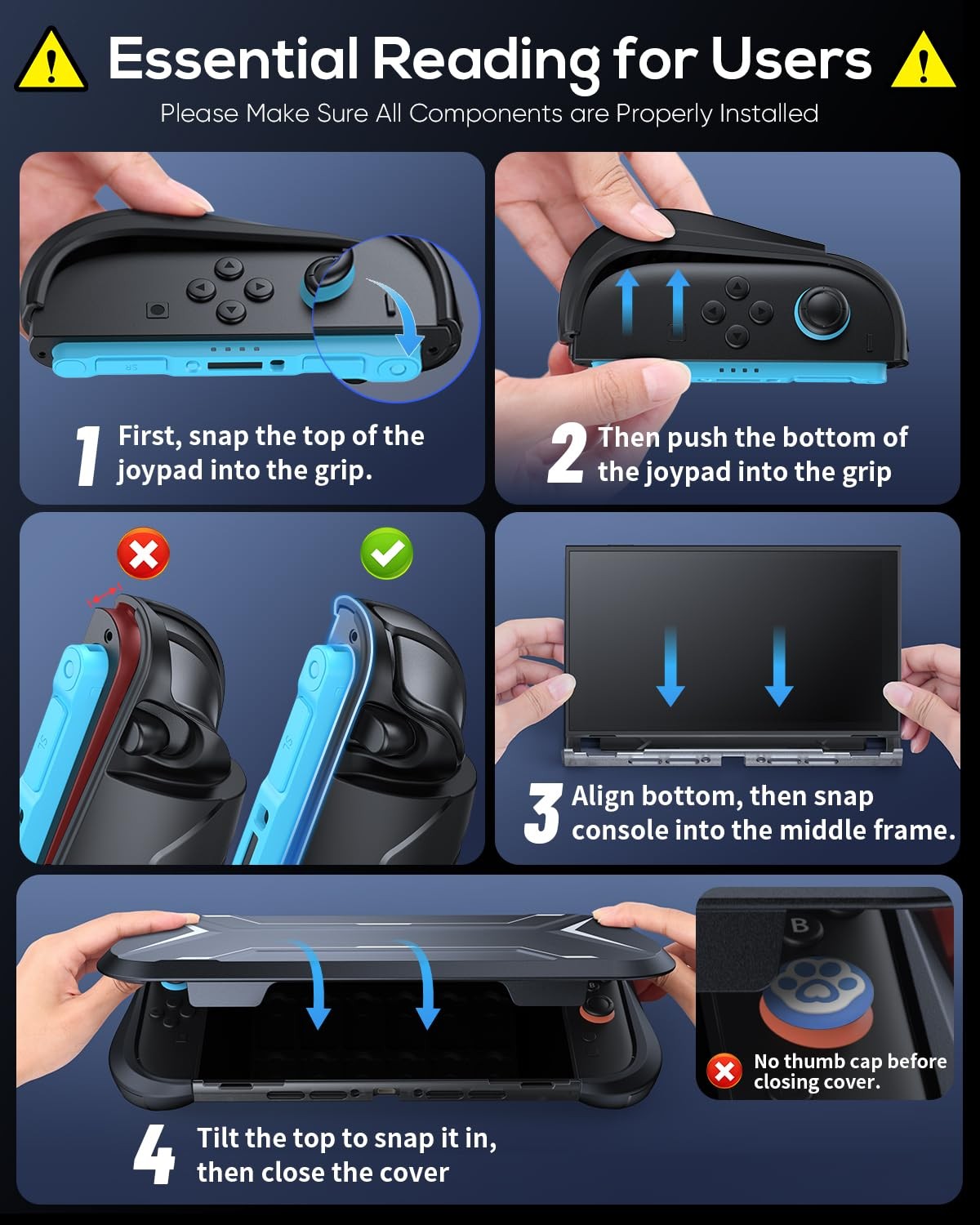 Switch 2 Protective Case, Switch 2 Cover with Dockable TPU Middle Frame, Non-…