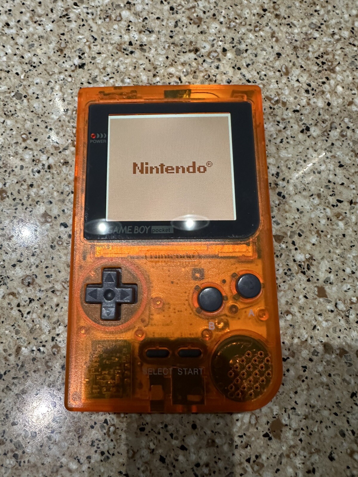 Game Boy Pocket w Backlight Backlit FunnyPlaying Q5 IPS Mod Clear Orange C ONLY
