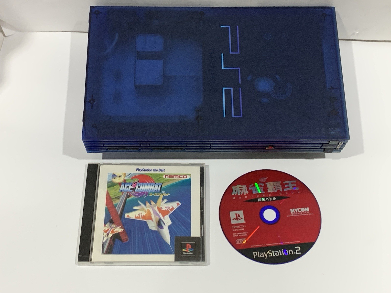 PlayStation PS2 SCPH-37000 Ocean Blue ~ FAT CONSOLE Ace Combat Mahjong ~ Repair